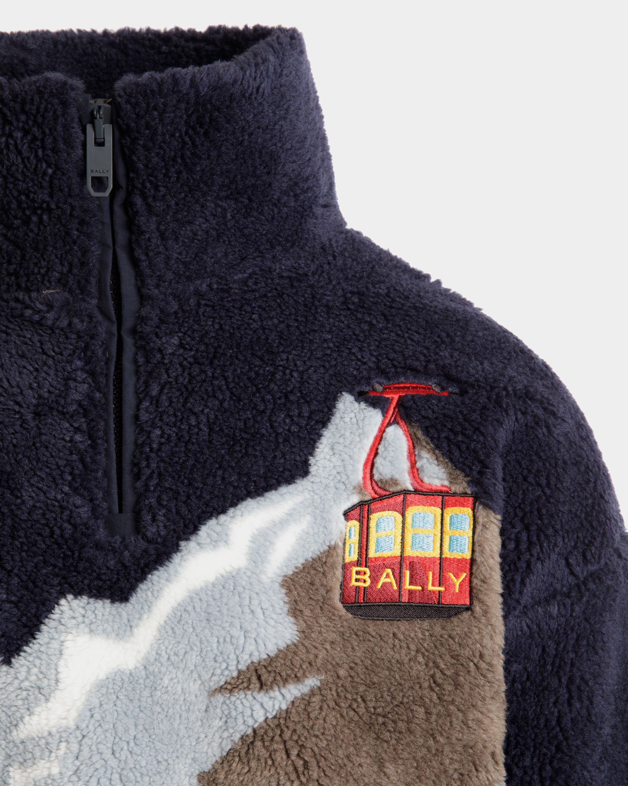 Winter Capsule Sweatshirt Mit Kurzem Reißverschluss Aus Fleece In Navy Blue - Homme - Bally - 04