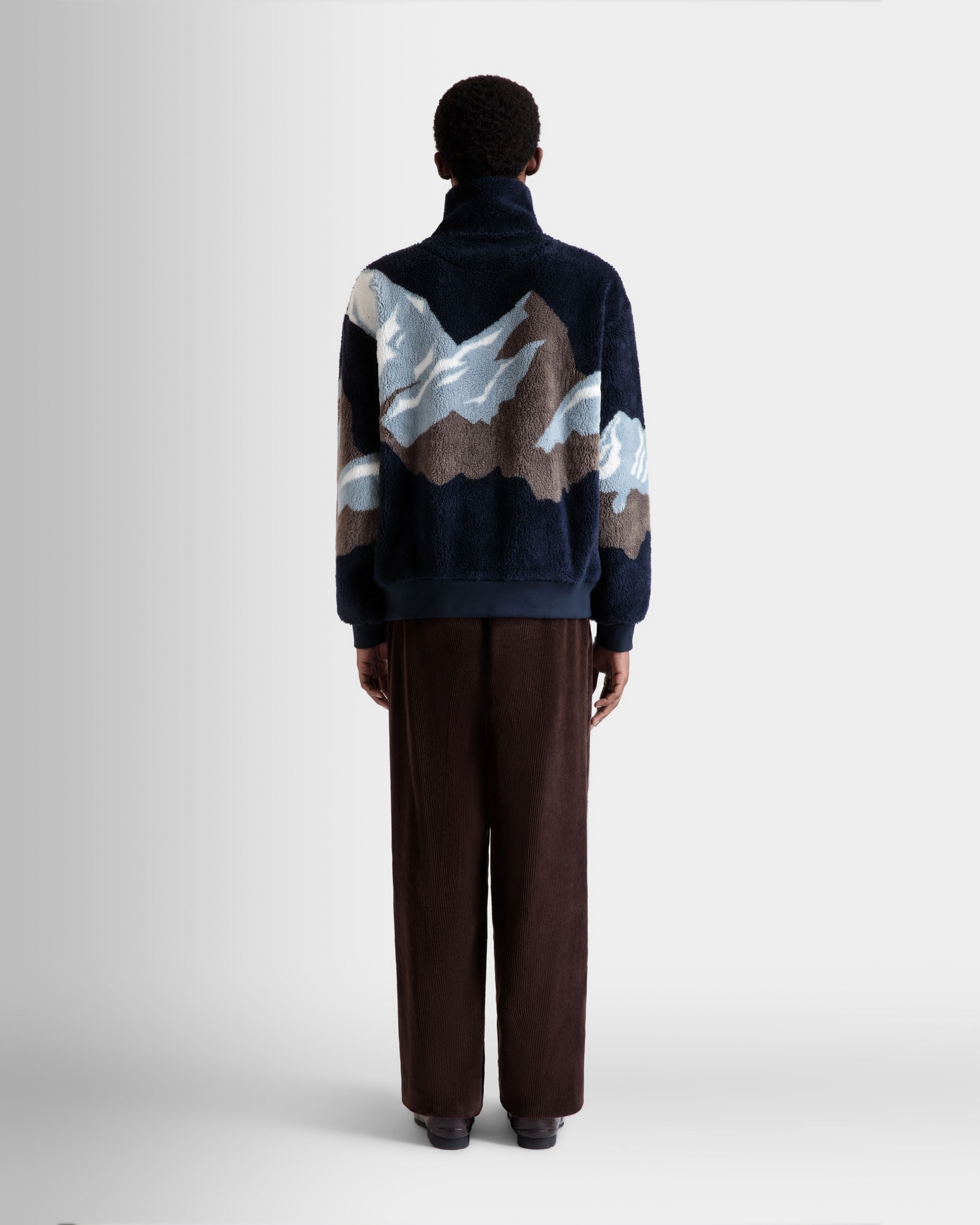 Felpa Con Zip Corta Winter Capsule In Pile Navy Blue - Uomo - Bally - 06