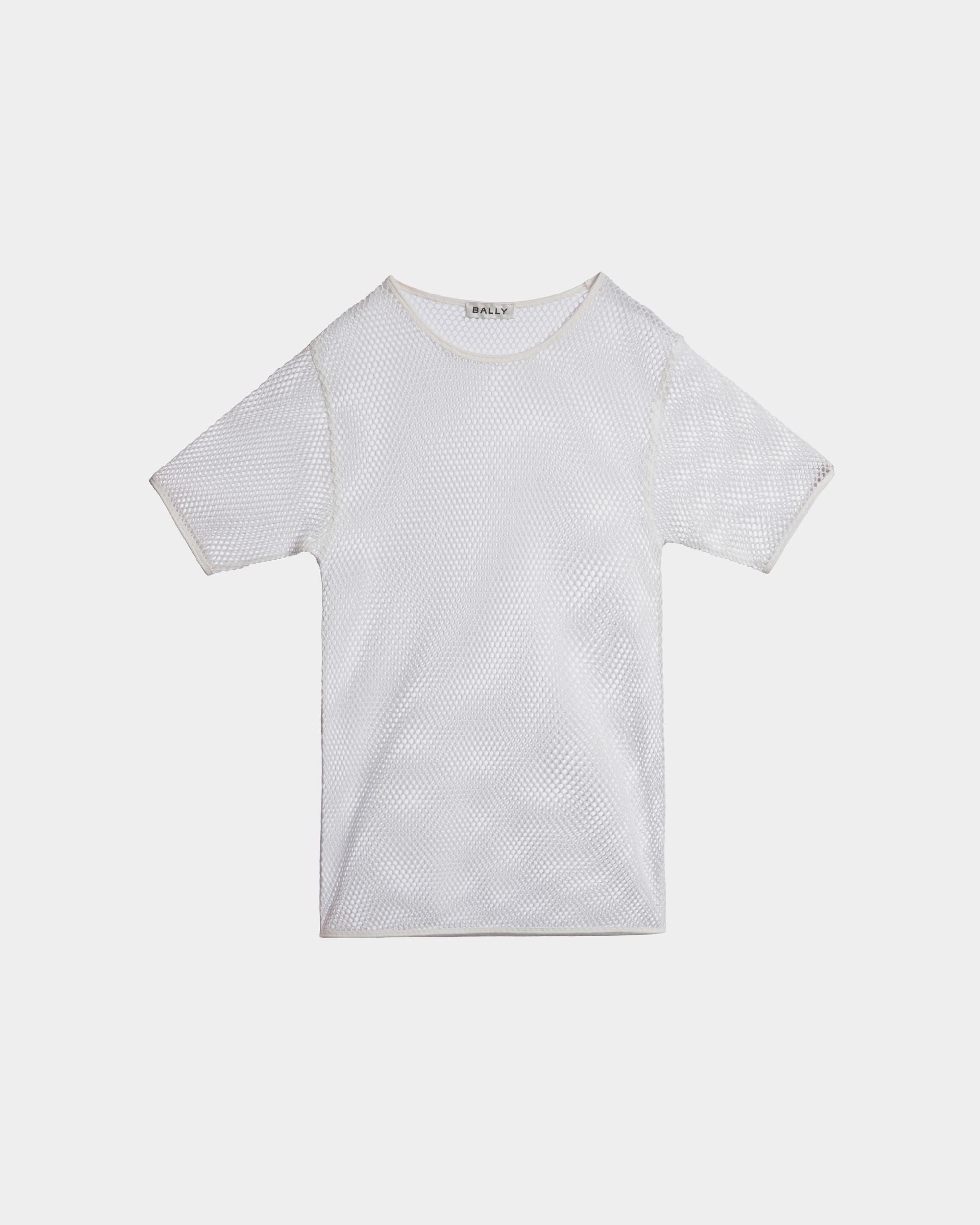 Mesh T-Shirt in White Cotton - Men's - Bally - 01