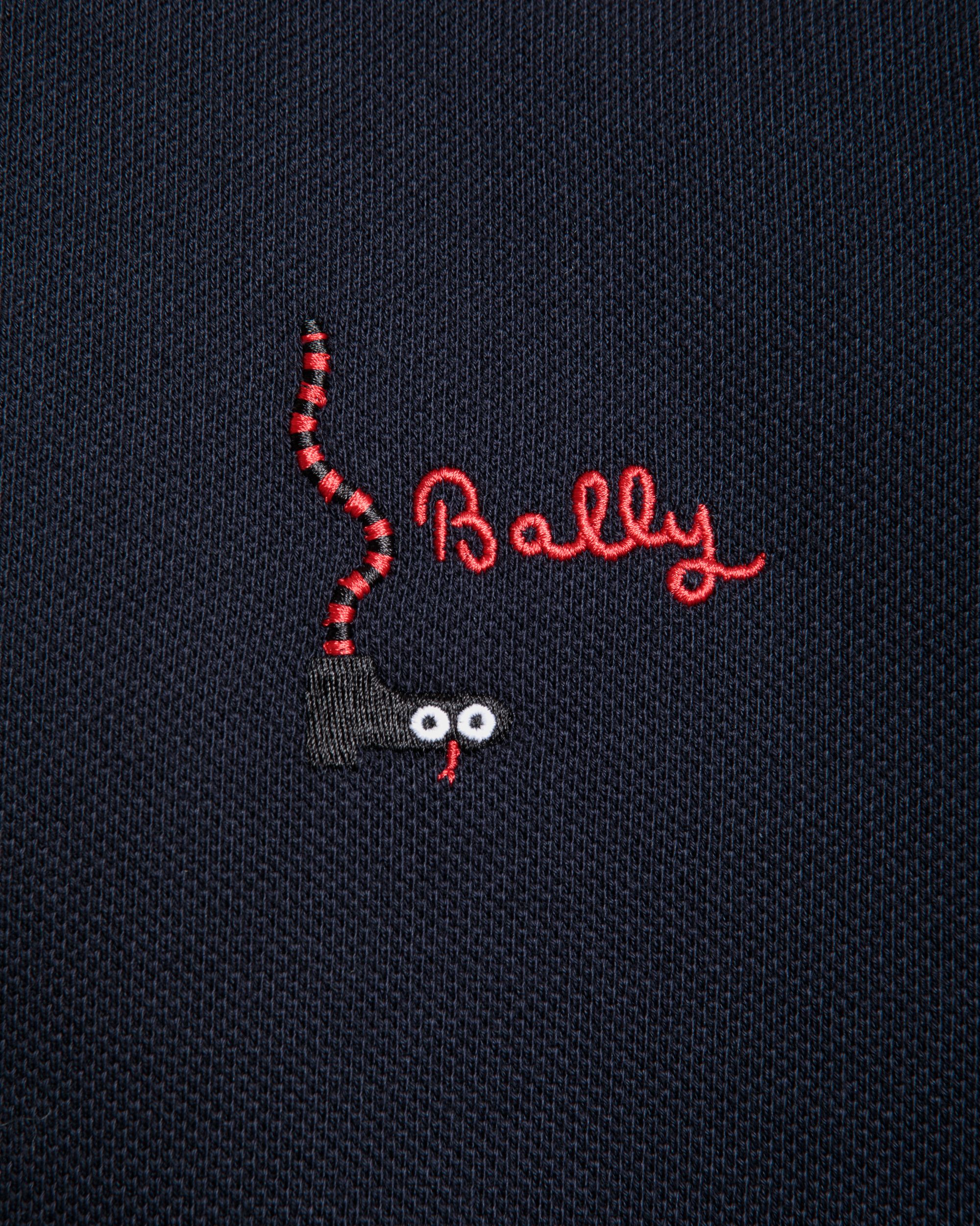 Long Sleeve Polo Shirt in Navy Blue Cotton - Men's - Bally - 04
