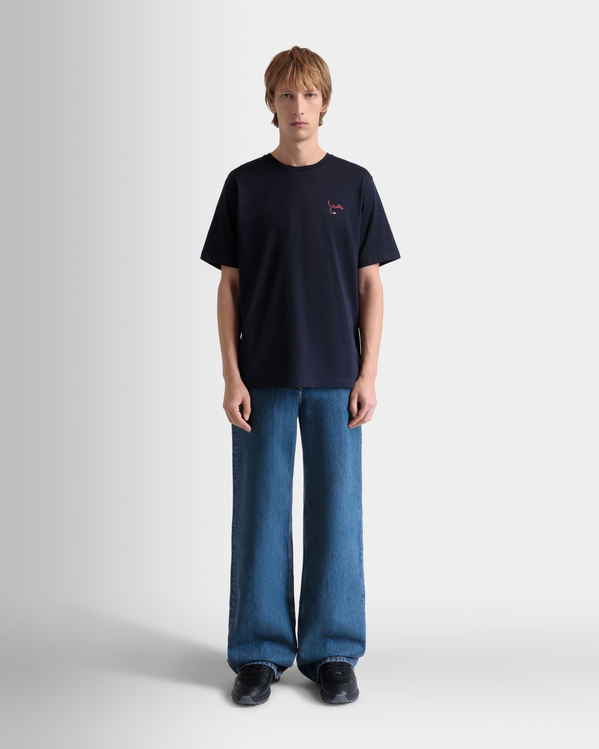 T-shirt in Navy Blue Cotton - Men's - Bally - 02