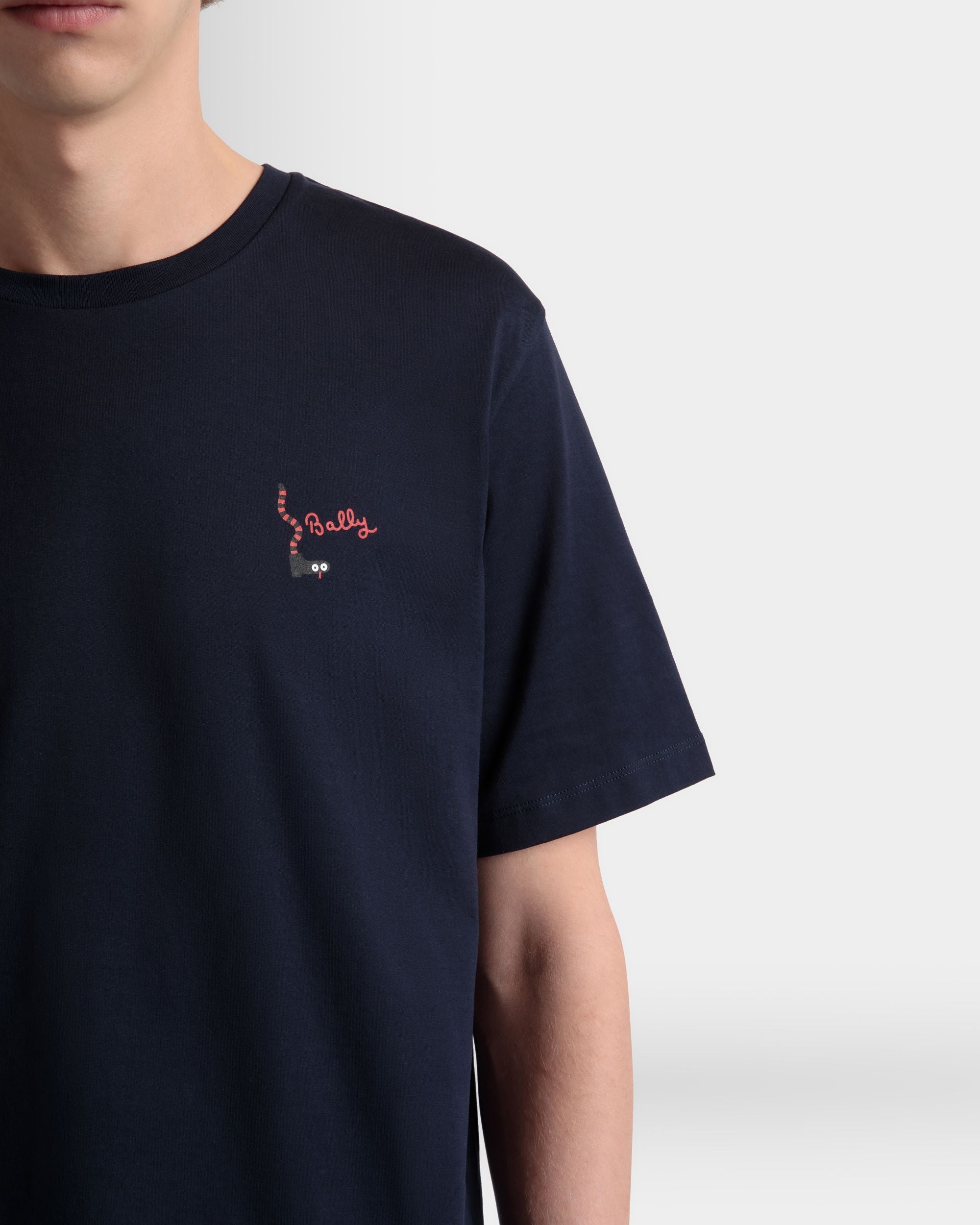 T-shirt in Navy Blue Cotton - Men's - Bally - 03