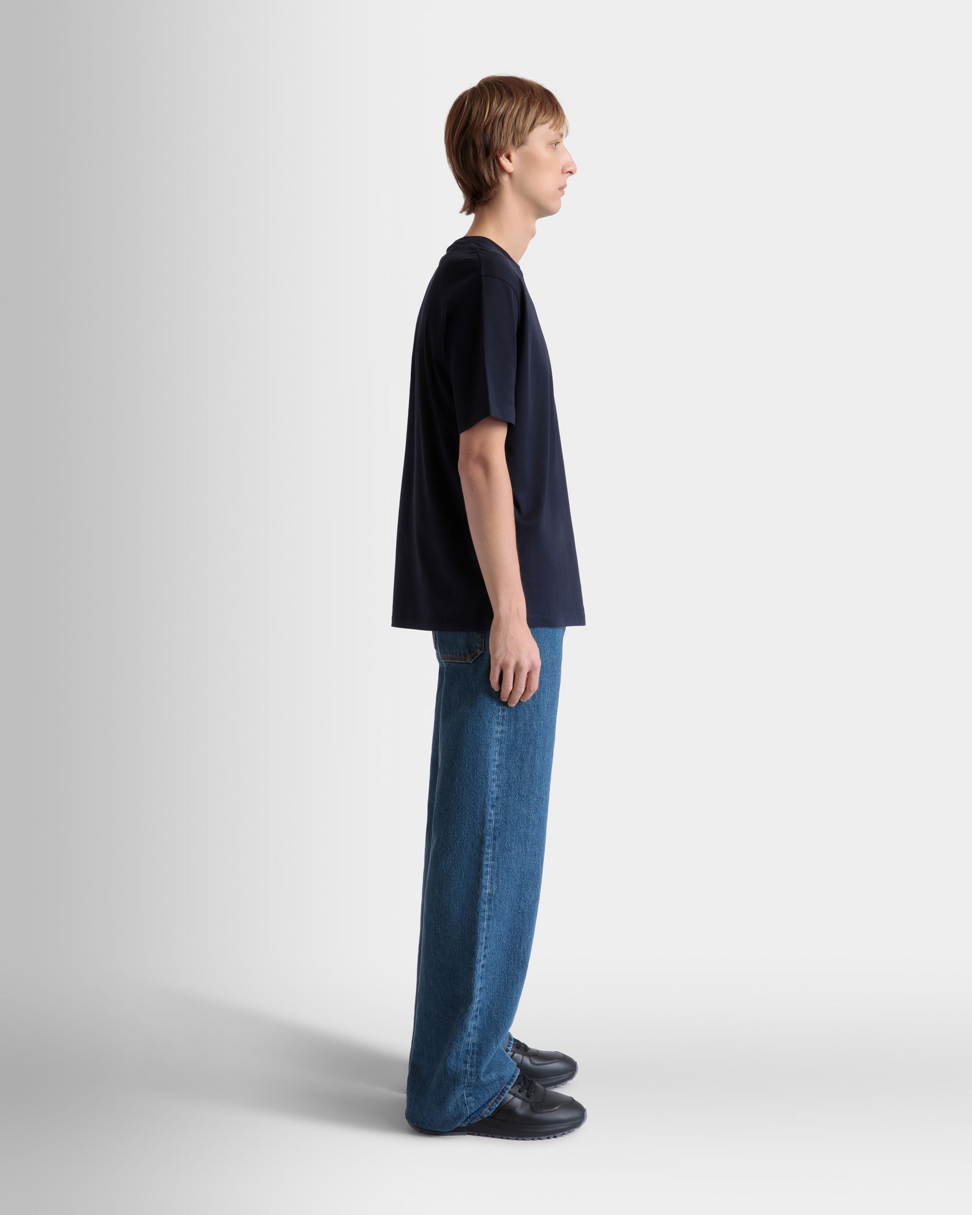 T-shirt in Navy Blue Cotton - Men's - Bally - 05
