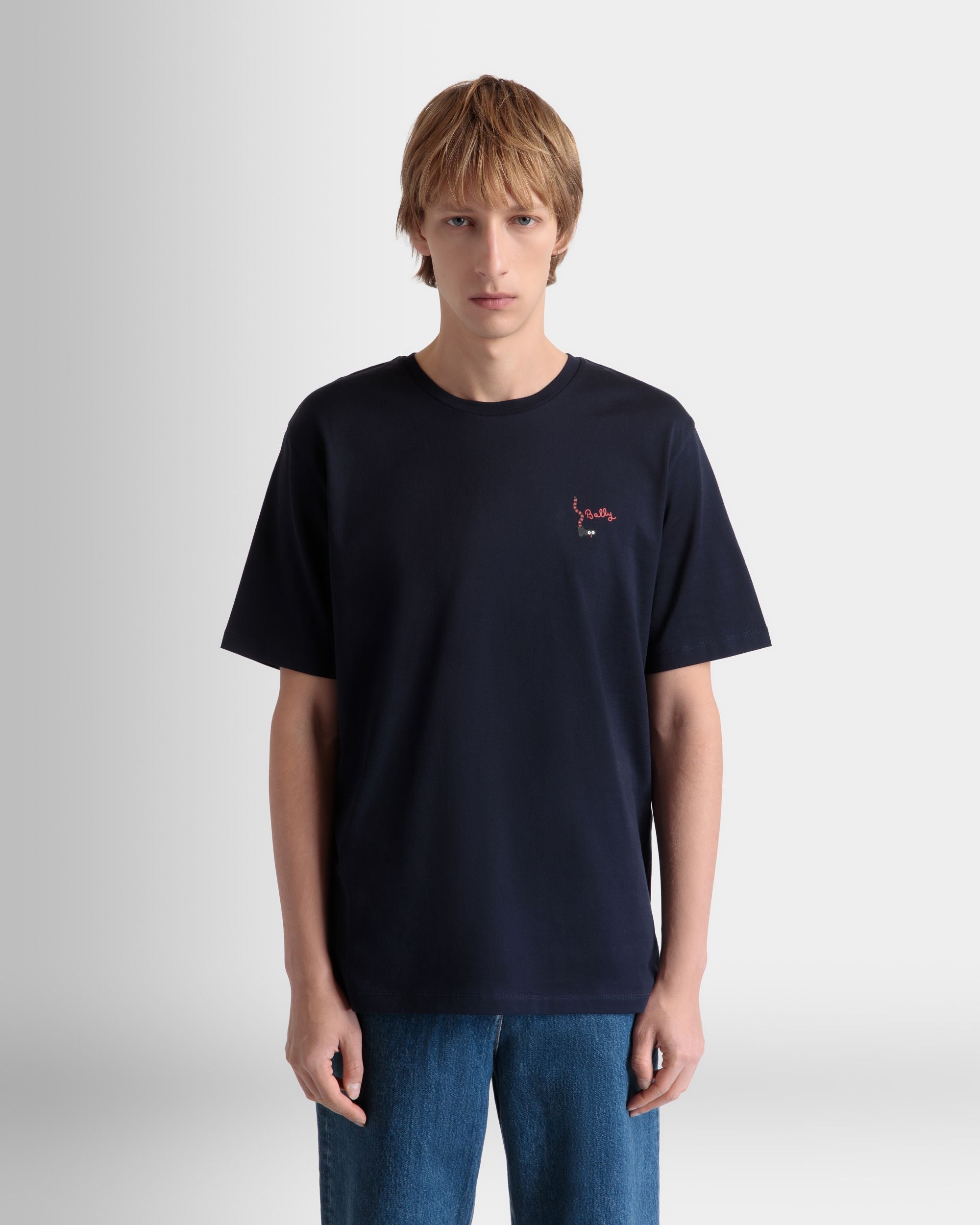 T-shirt in Navy Blue Cotton - Men's - Bally - 08