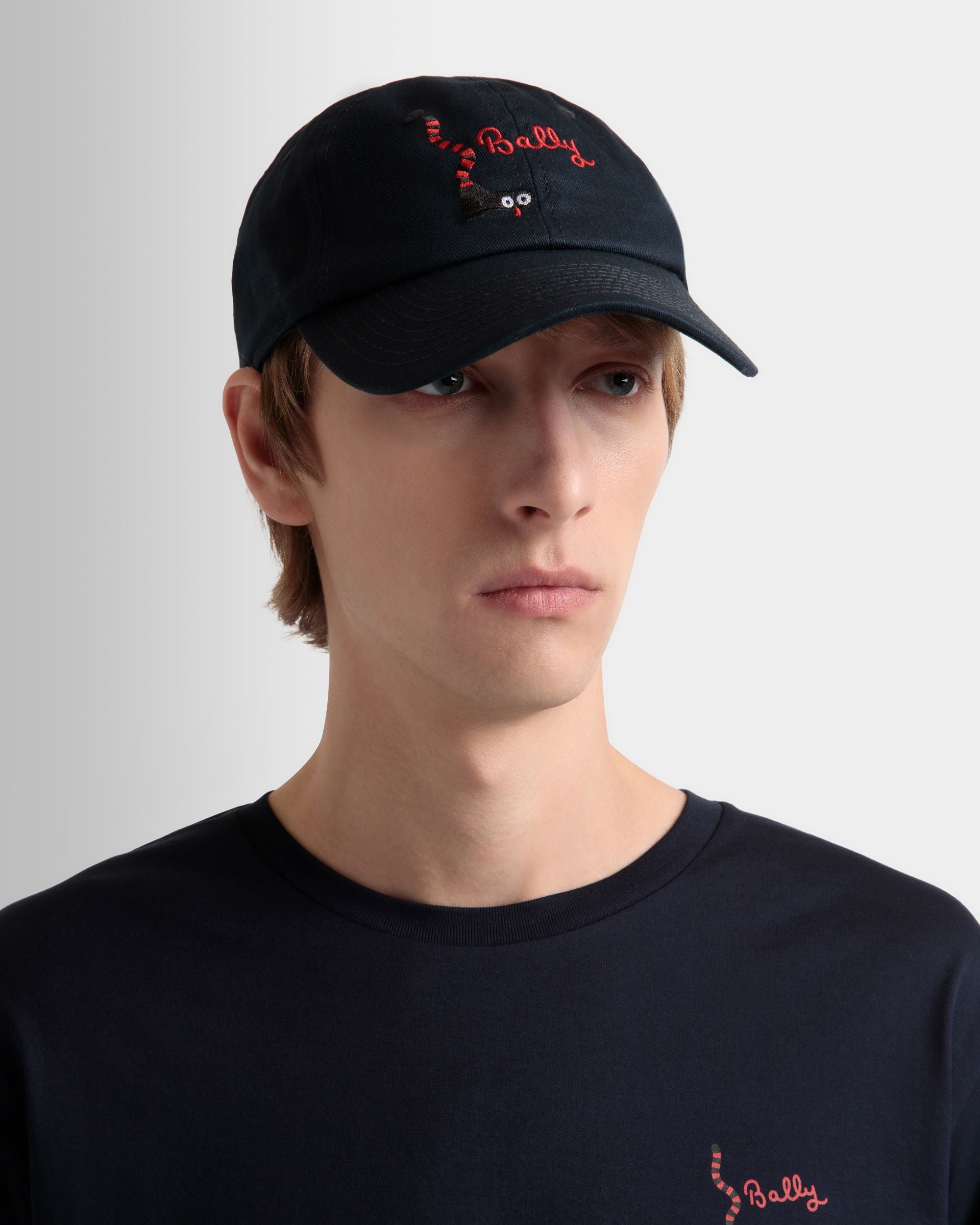 Long Sleeve T-Shirt in Navy Blue Cotton - Men's - Bally - 03