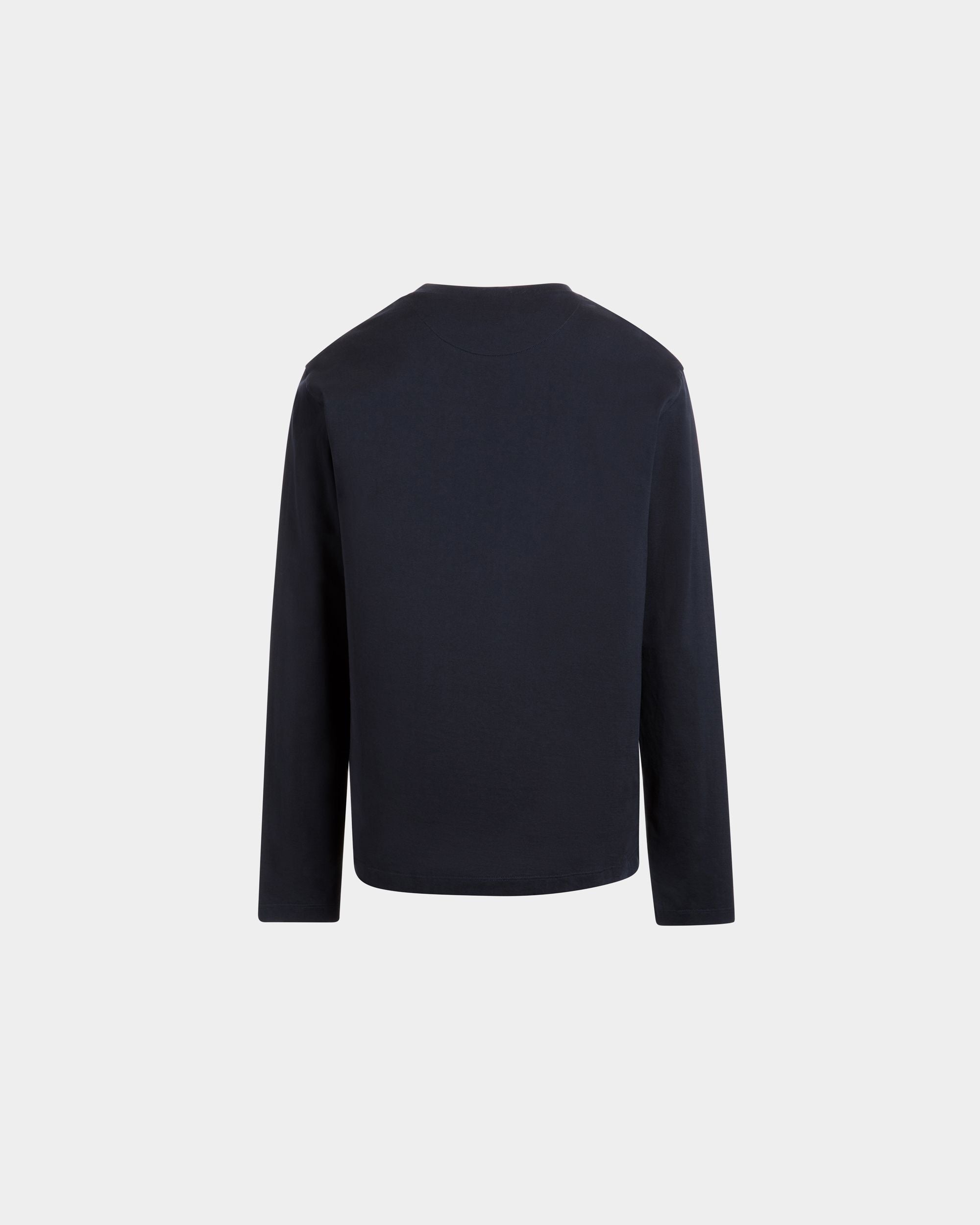 Long Sleeve T-Shirt in Navy Blue Cotton - Men's - Bally - 07