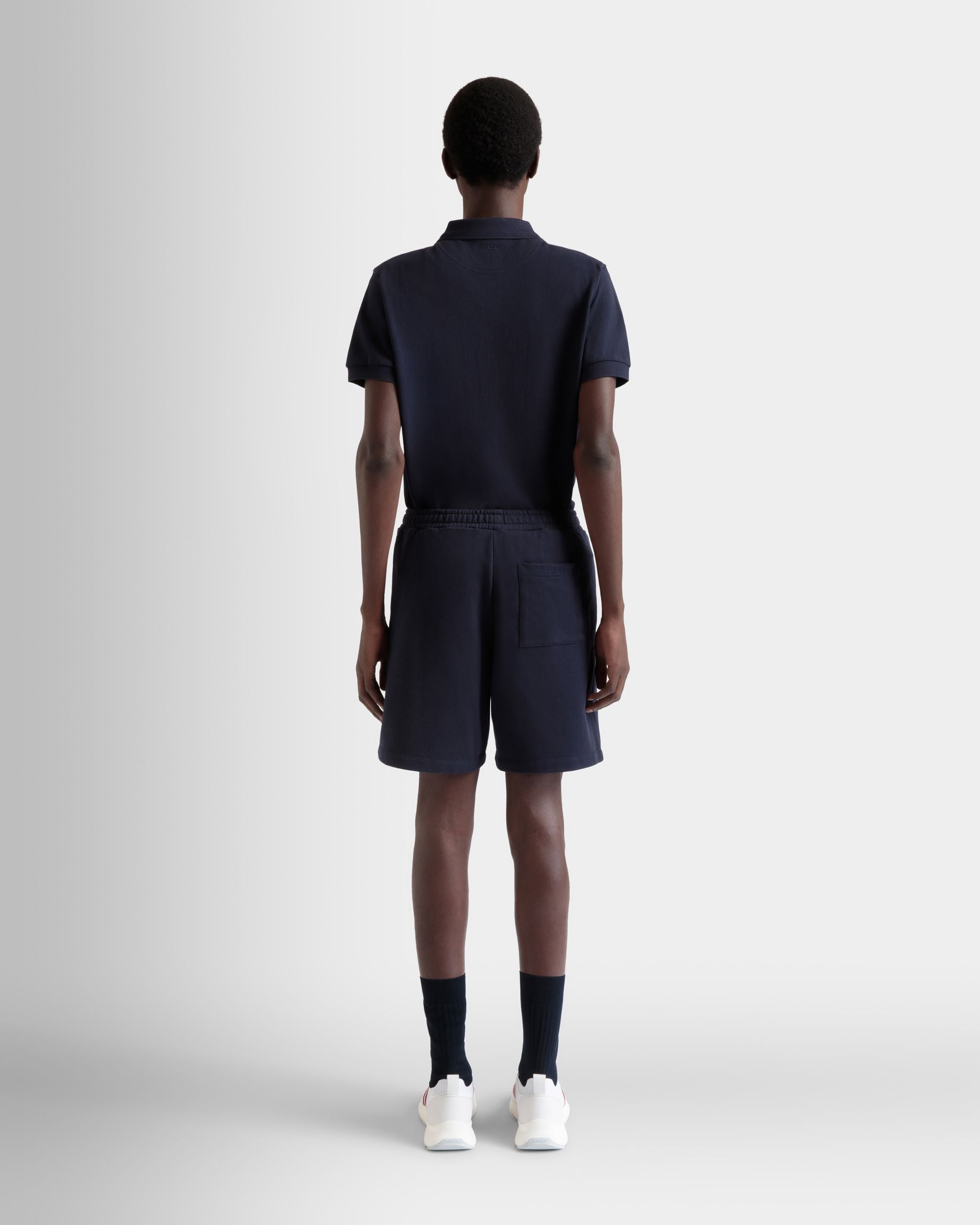 Shorts In Cotone Navy Blue Con Elemento Bally Flag - Uomo - Bally - 05