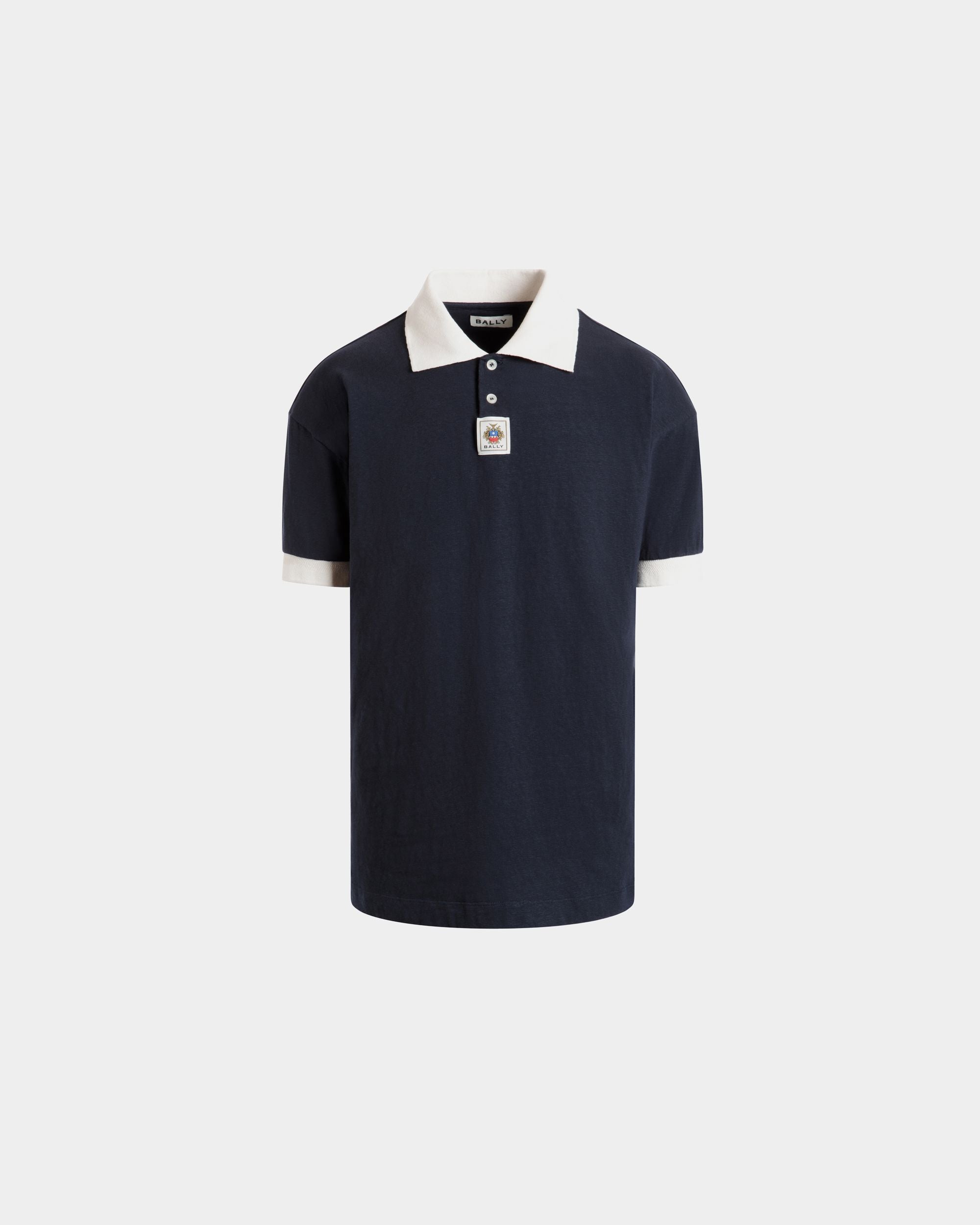 Poloshirt Aus Stretch-Baumwolle In Navy Blue - Homme - Bally - 01