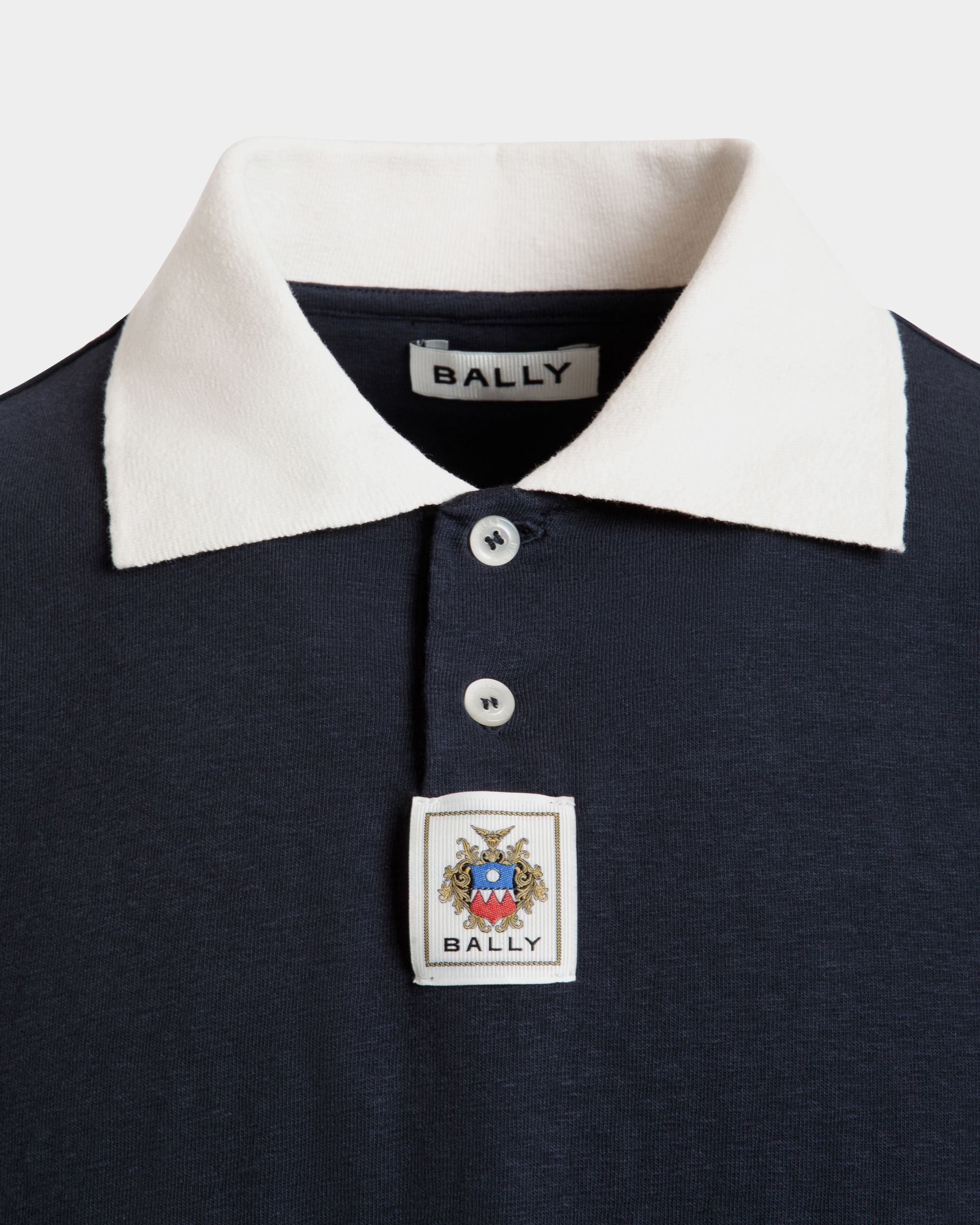 Poloshirt Aus Stretch-Baumwolle In Navy Blue - Homme - Bally - 04