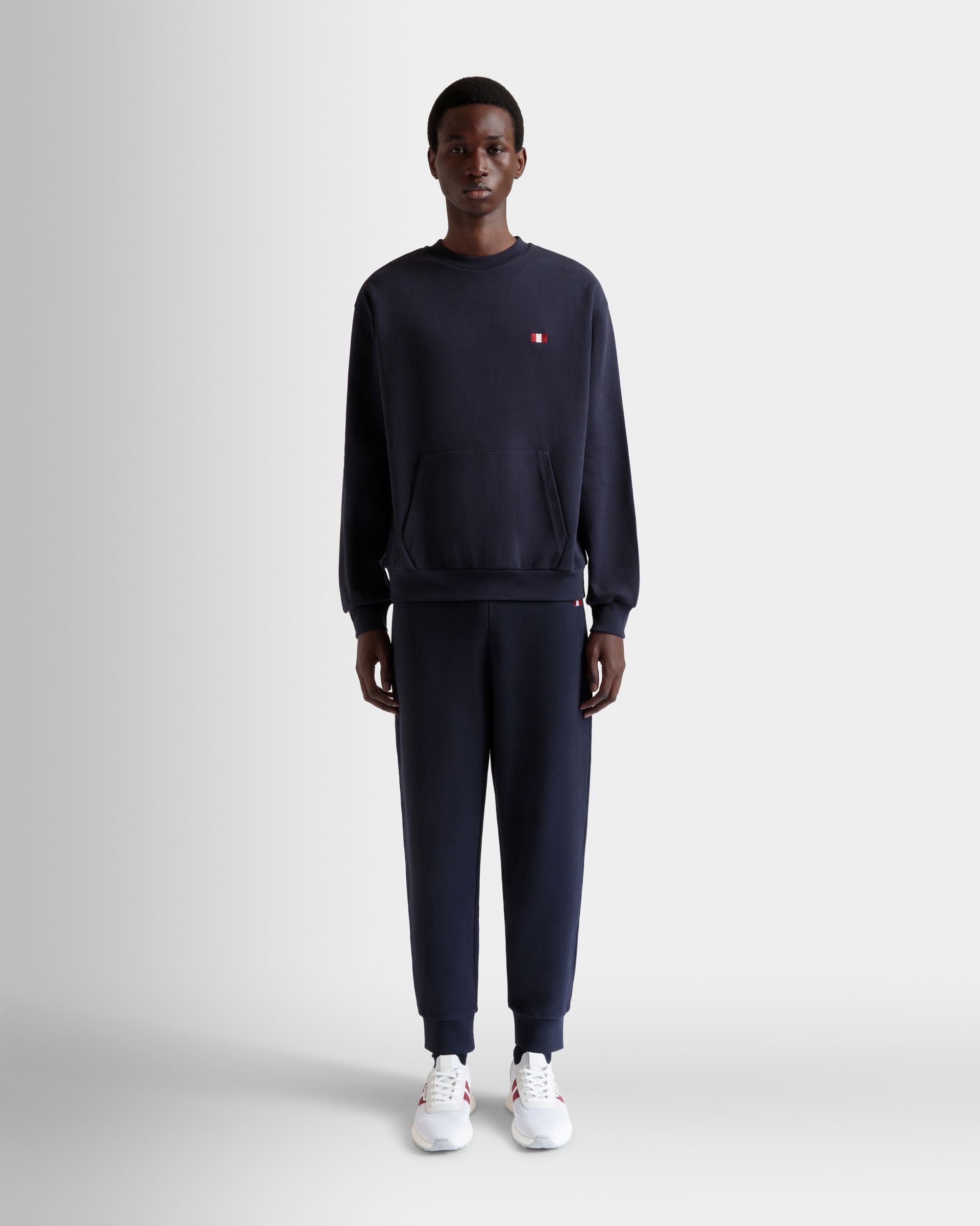 Sweatpants With a Bally Flag in Navy Blue Cotton - Men's - Bally - 02