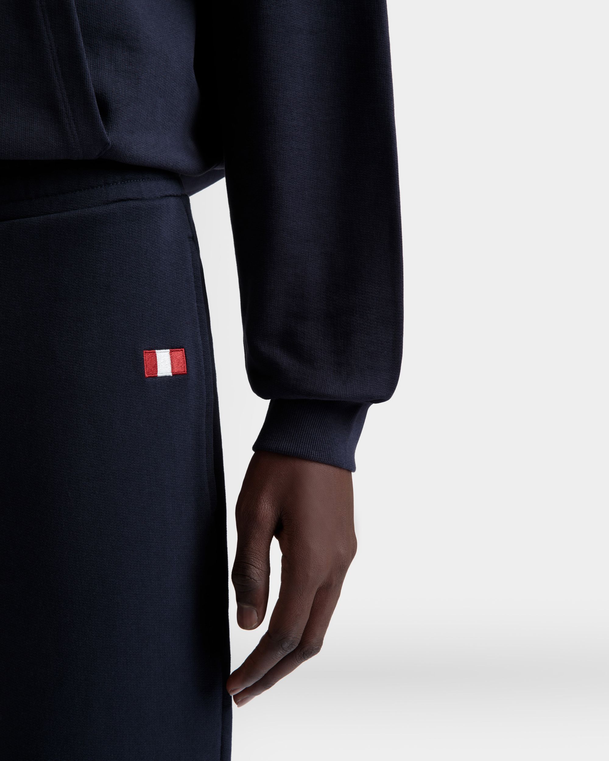 Sweatpants With a Bally Flag in Navy Blue Cotton - Men's - Bally - 03