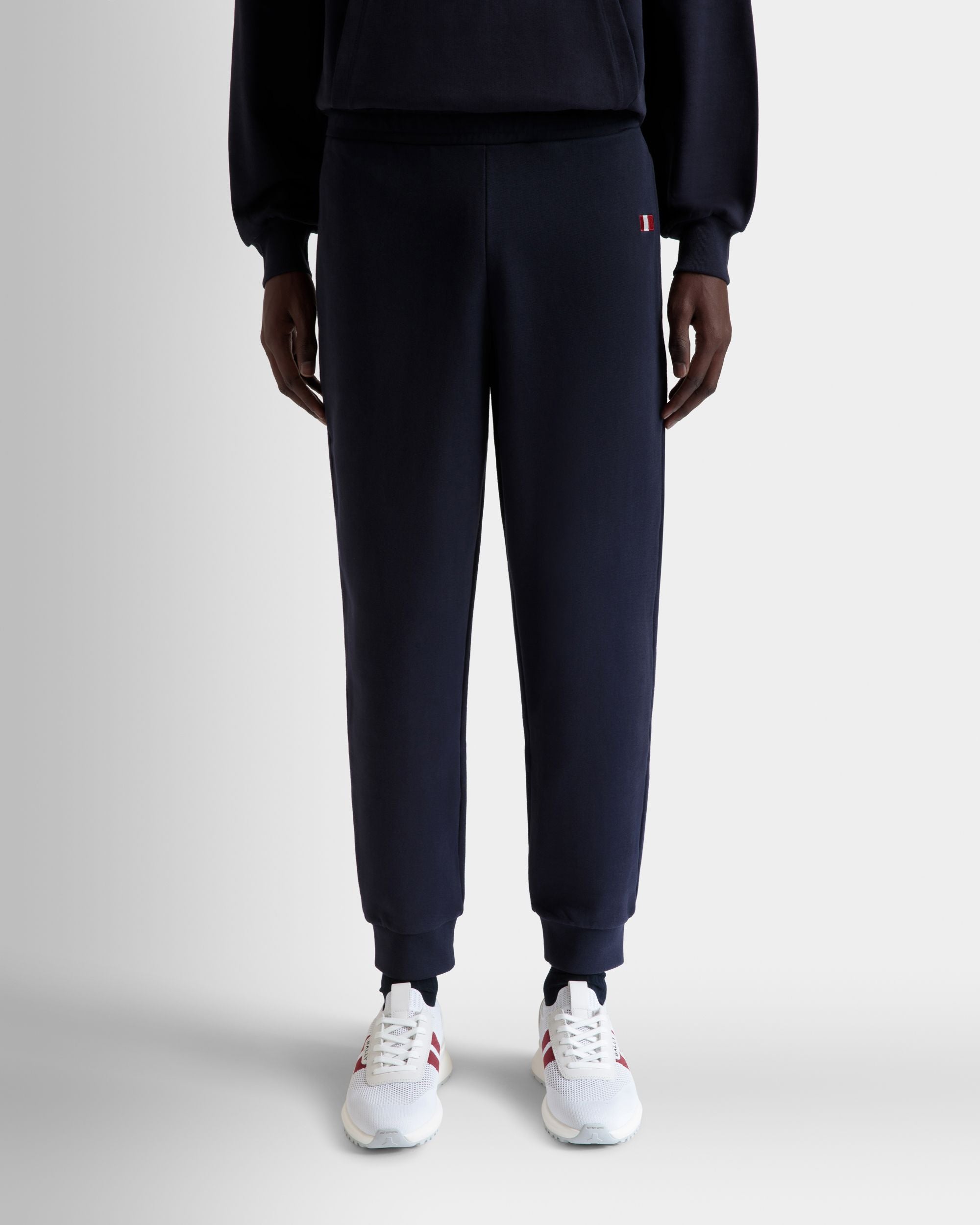 Pantalone Da Tuta In Cotone Navy Blue Con Elemento Bally Flag - Uomo - Bally - 08