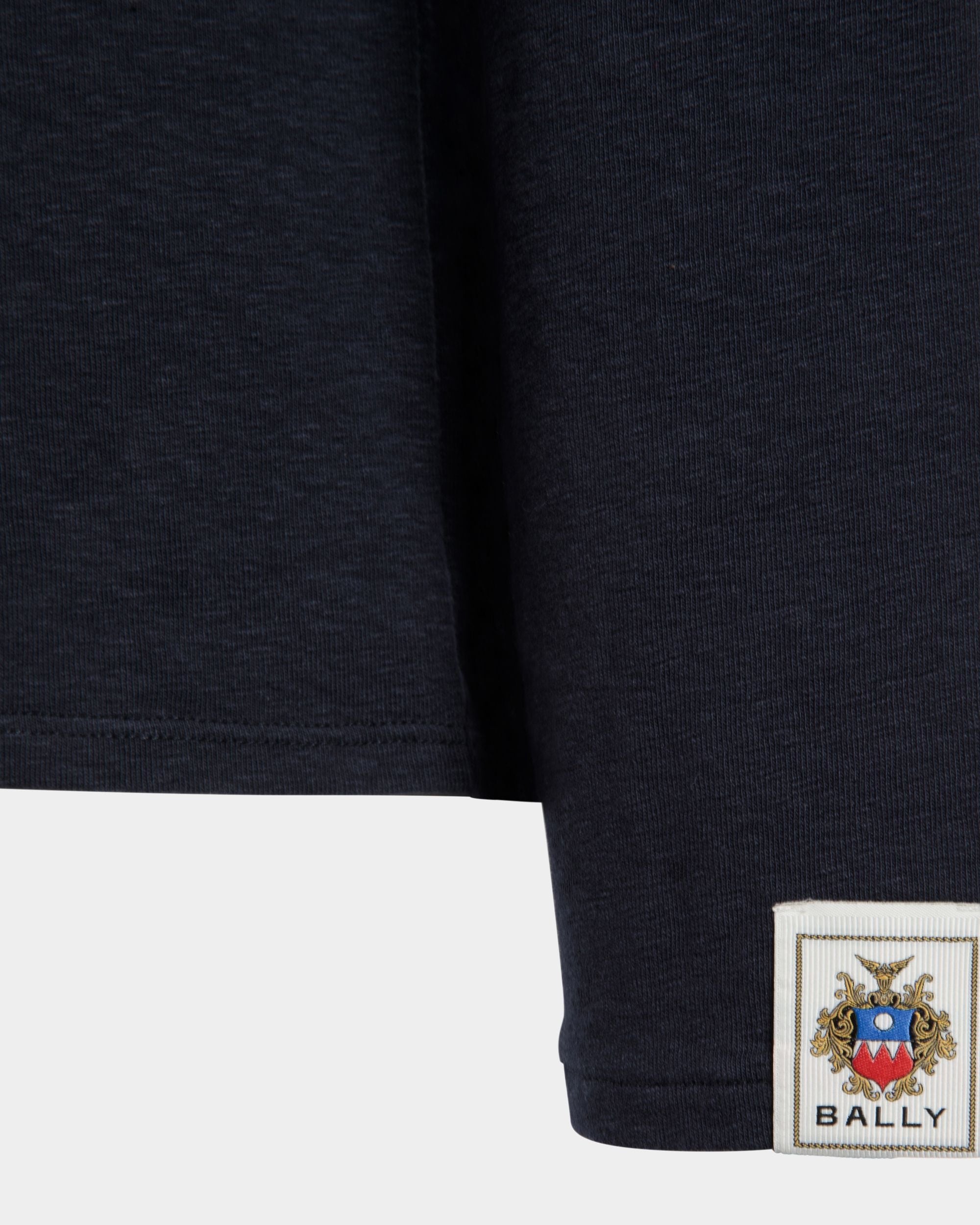 Long Sleeve T-Shirt in Navy Blue Stretch Cotton - Men's - Bally - 04