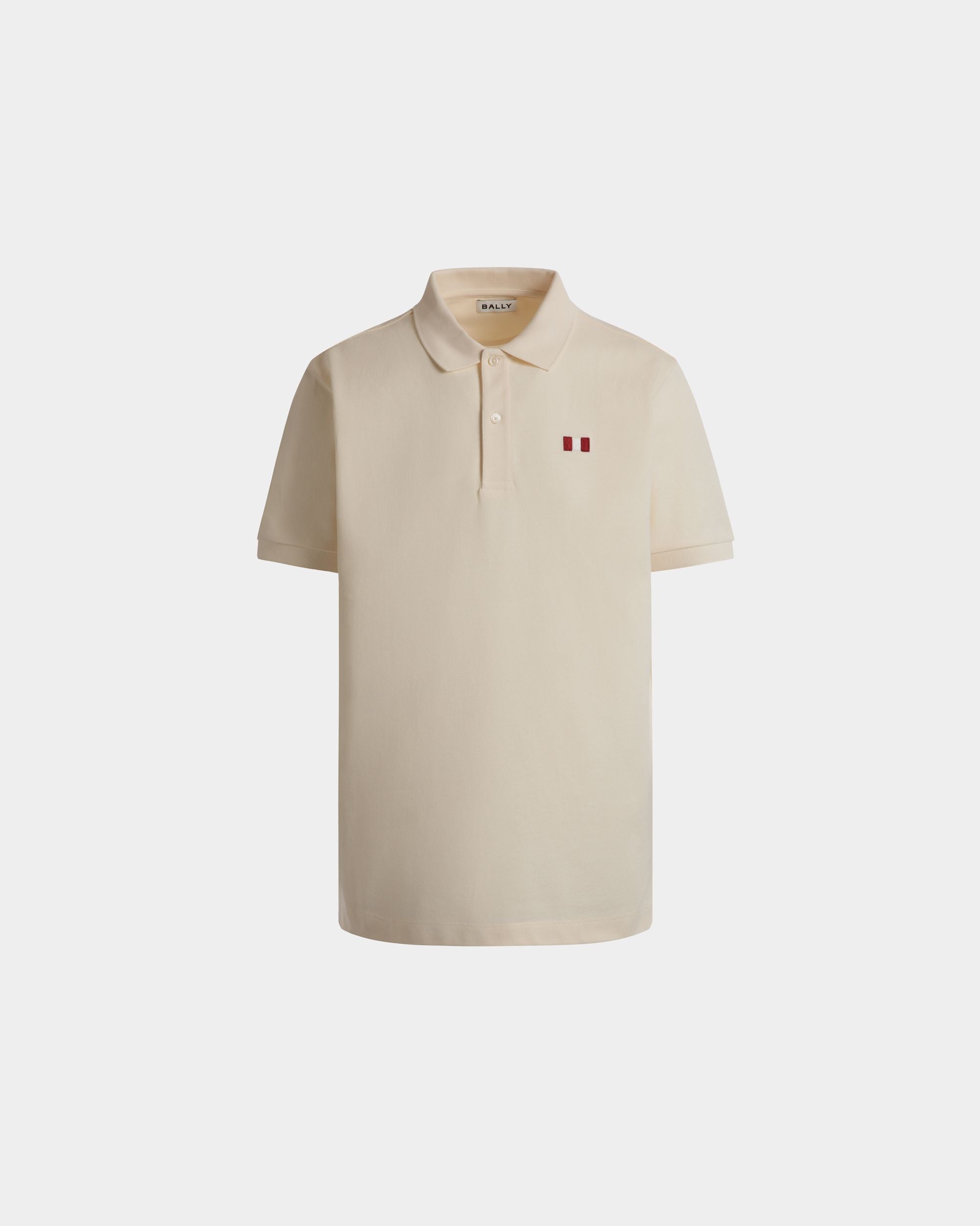 Poloshirt Aus Baumwolle In Elfenbein Mit Bally-Flagge - Homme - Bally - 01