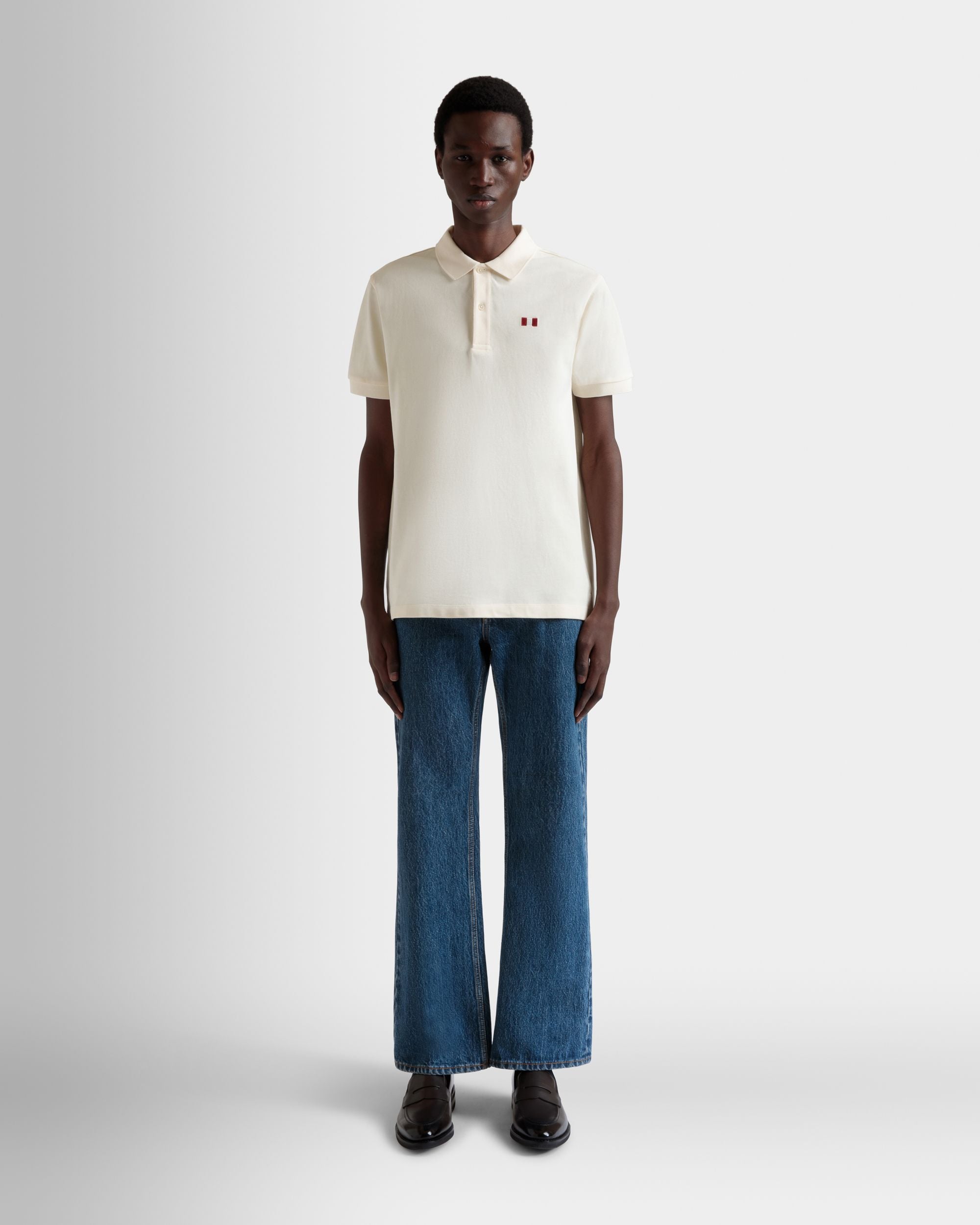 Polo In Cotone Color Avorio Con Dettaglio Bally Flag - Uomo - Bally - 02