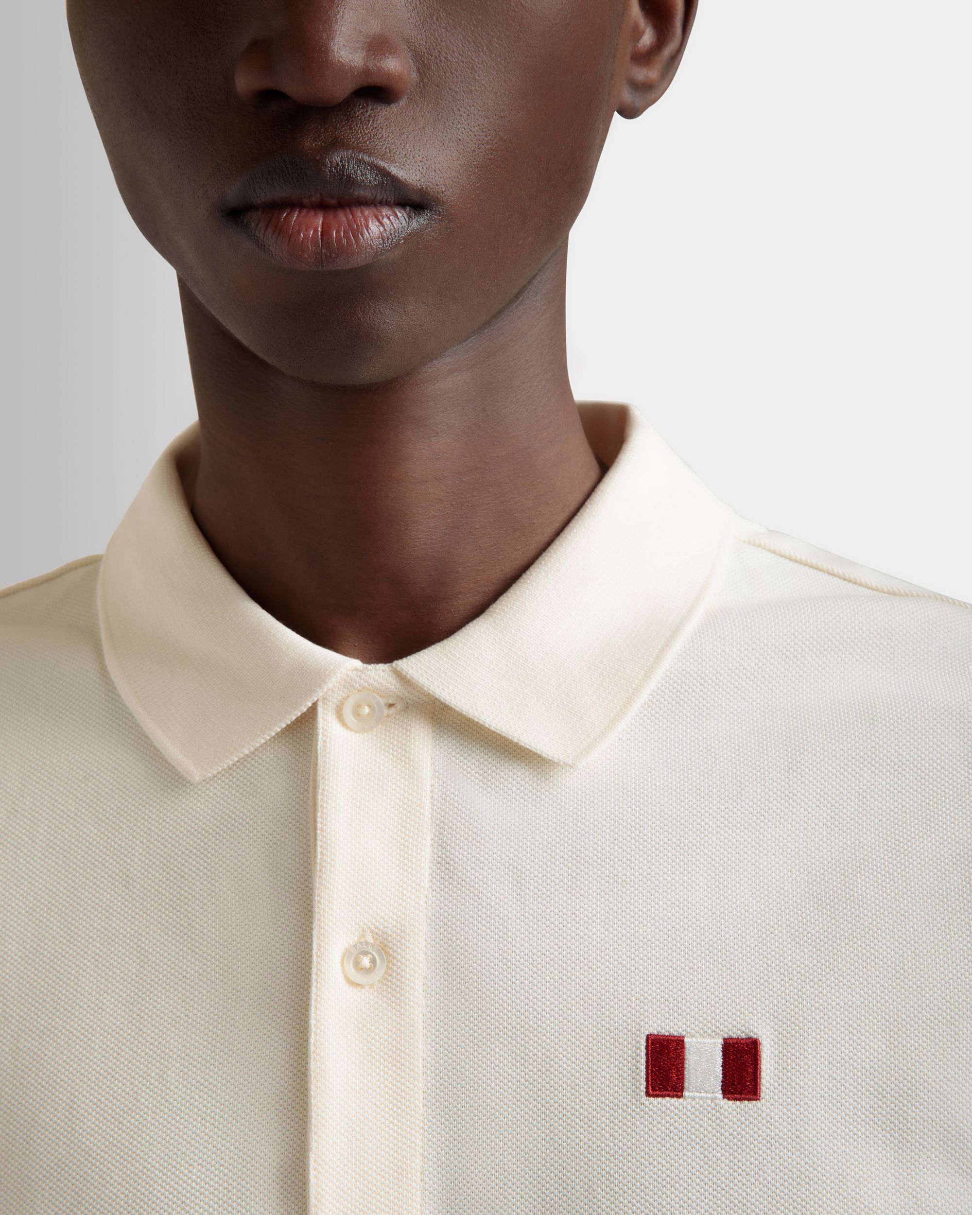 Polo In Cotone Color Avorio Con Dettaglio Bally Flag - Uomo - Bally - 03