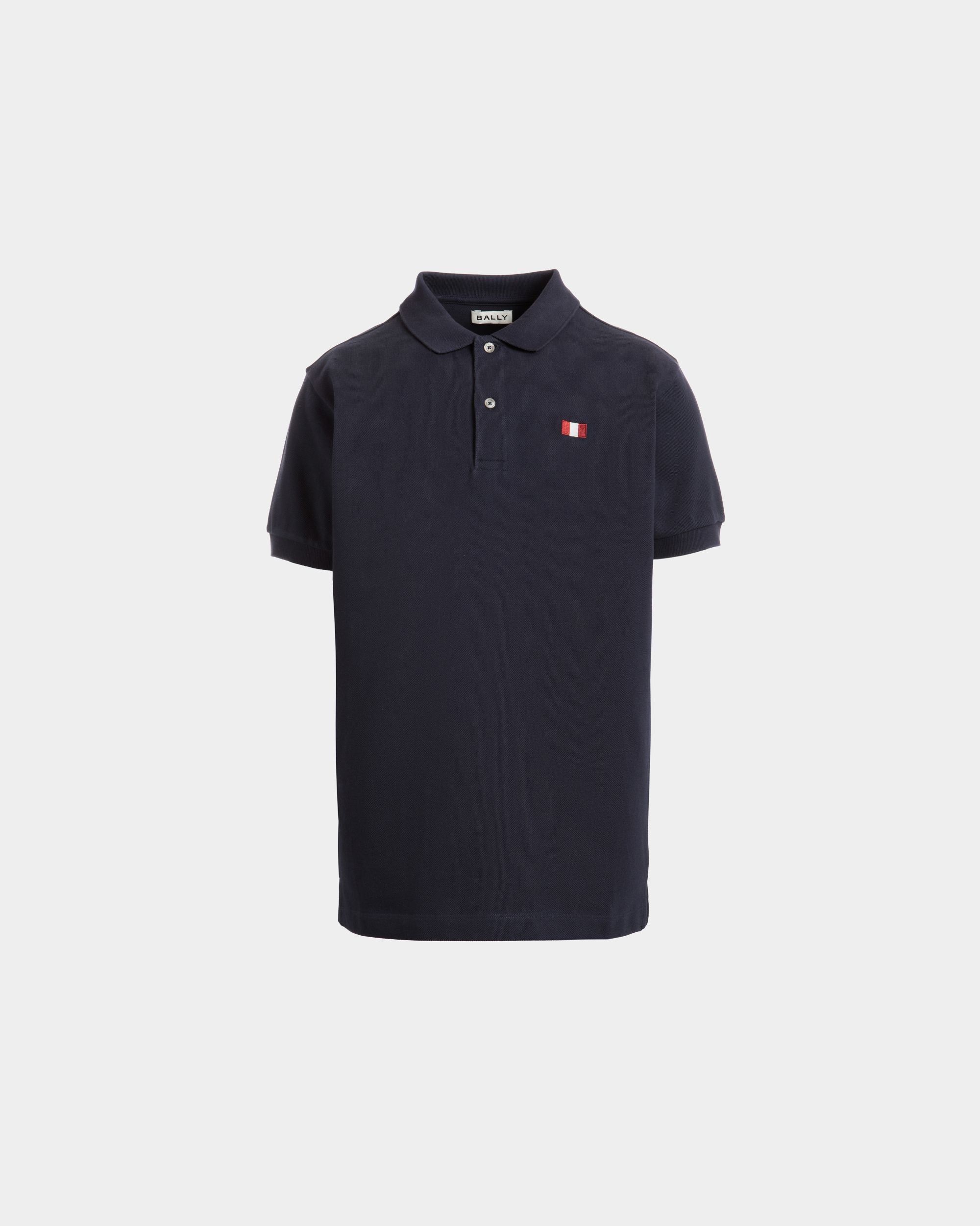 Polo Avec Détail Bally Flag En Coton Navy Blue - Homme - Bally - 01