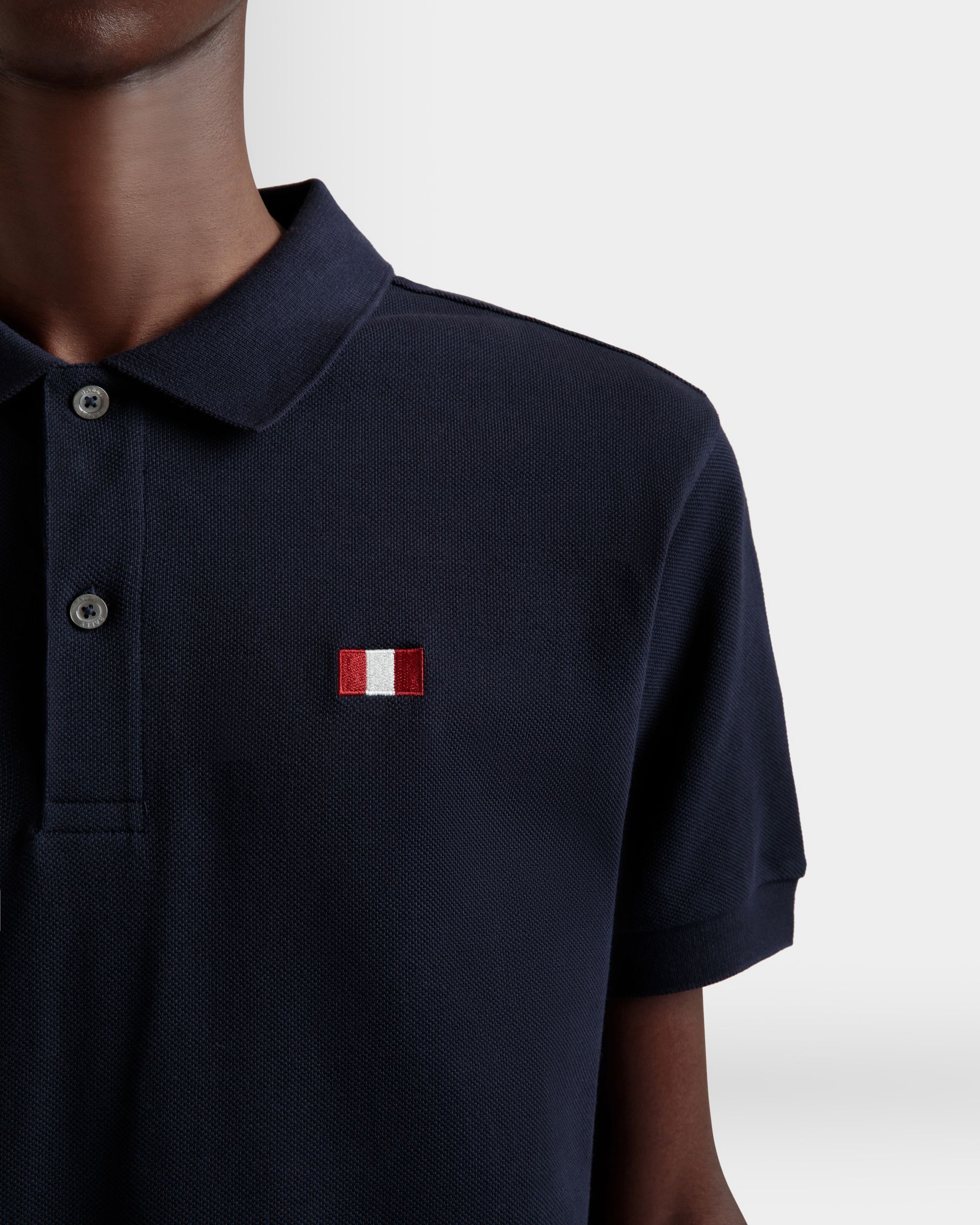 Poloshirt Aus Baumwolle In Navy Blue Mit Bally-Flagge - Homme - Bally - 03