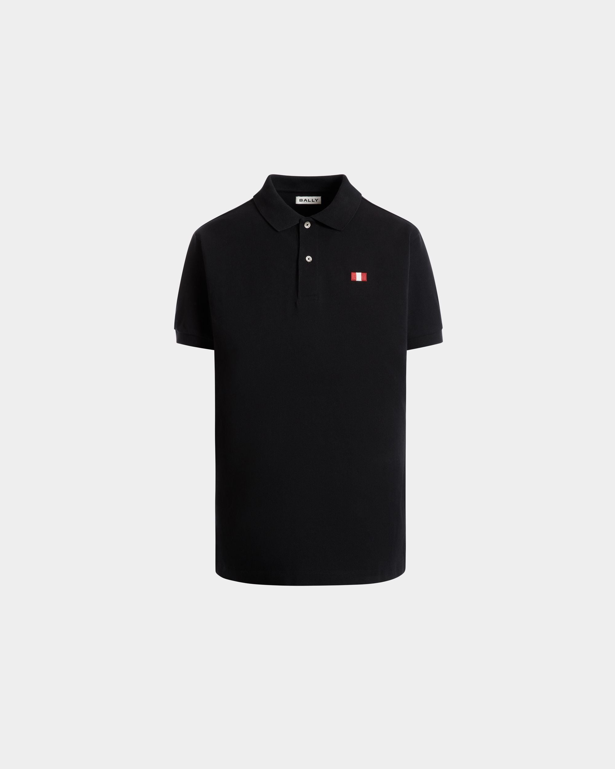 Polo With a Bally Flag in Black Cotton - Men's - Bally - 01