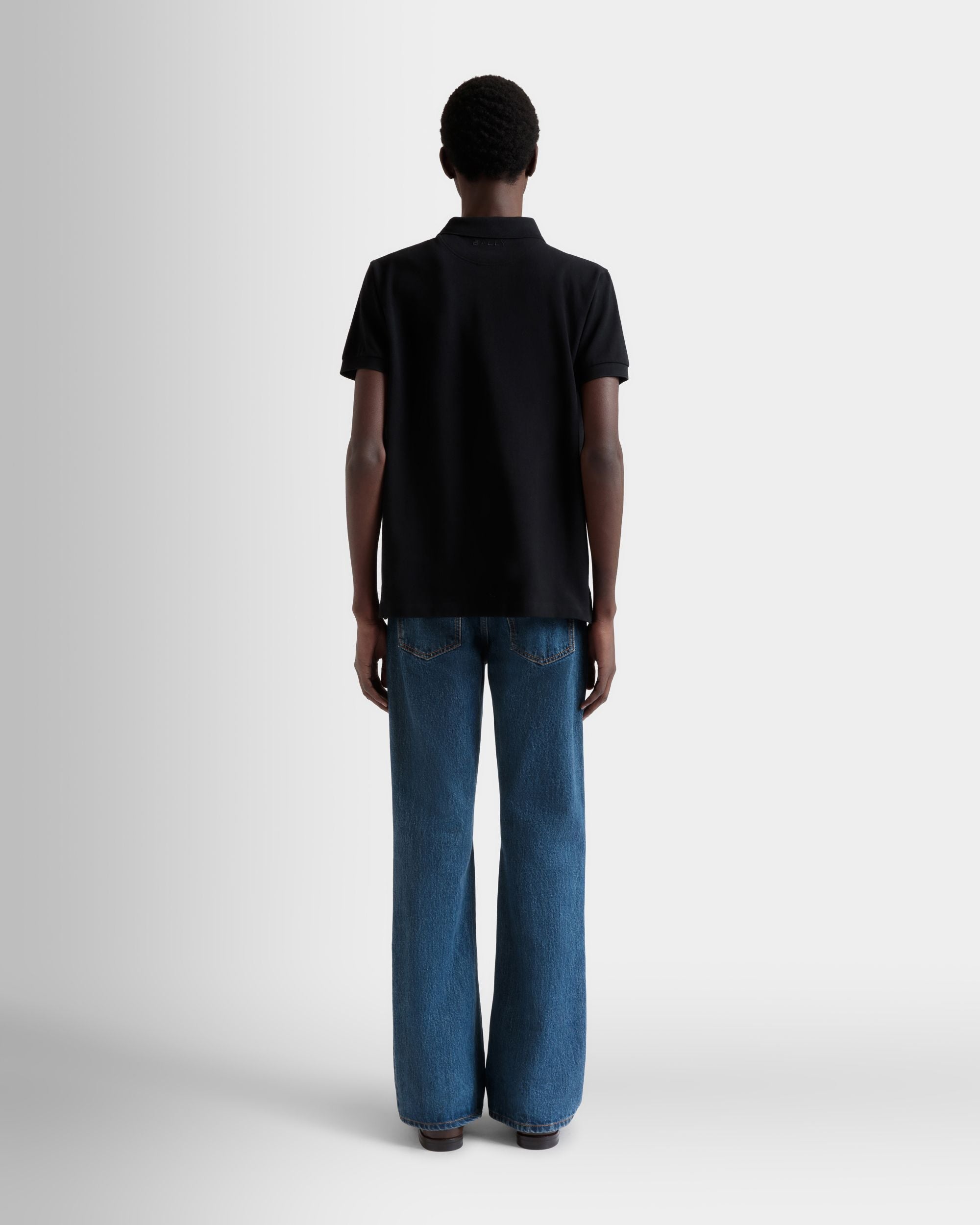 Polo With a Bally Flag in Black Cotton - Men's - Bally - 06