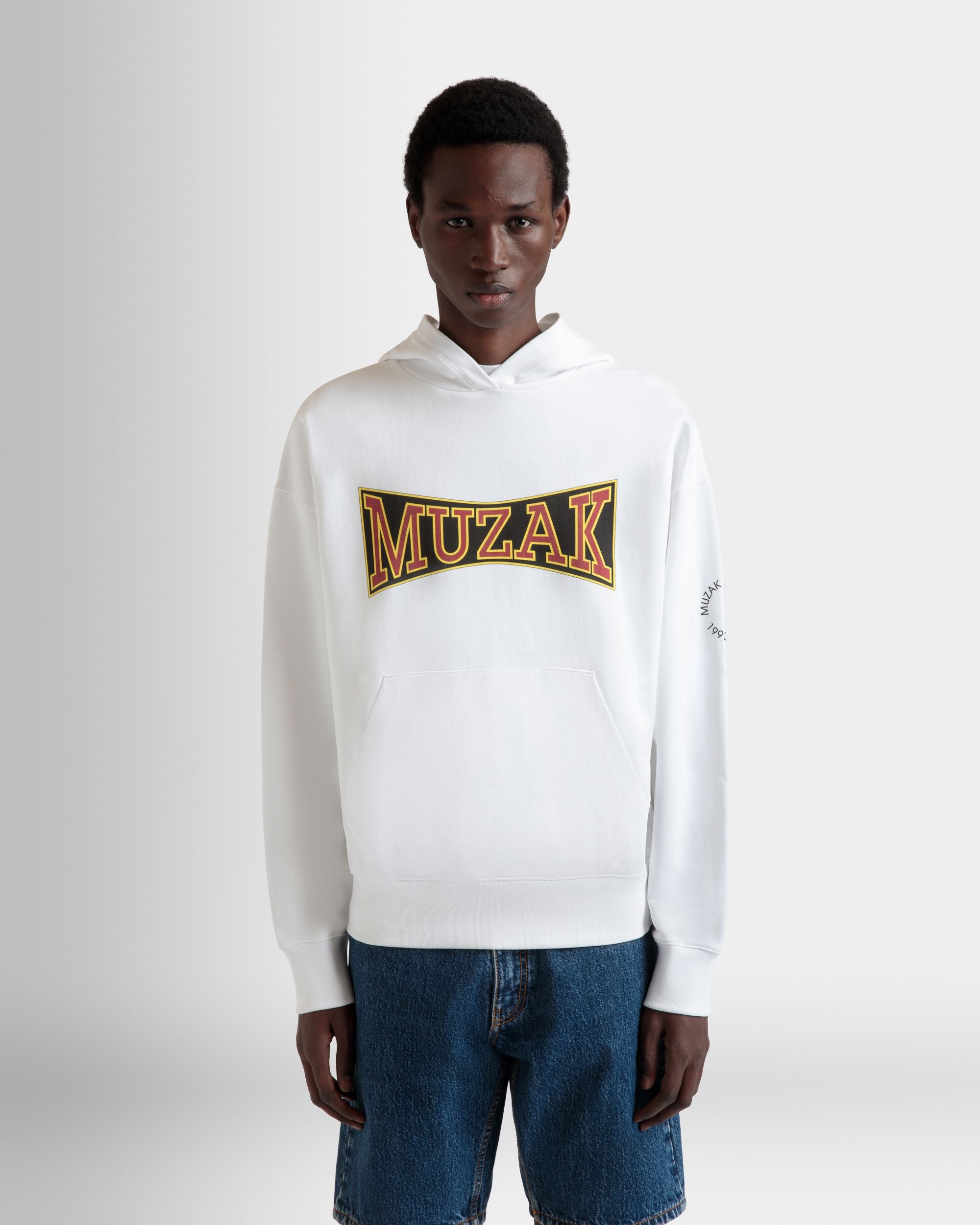 Felpa Con Cappuccio DJ Leo Mas X Bally In Cotone Bianco Con Stampa Muzak - Uomo - Bally - 08