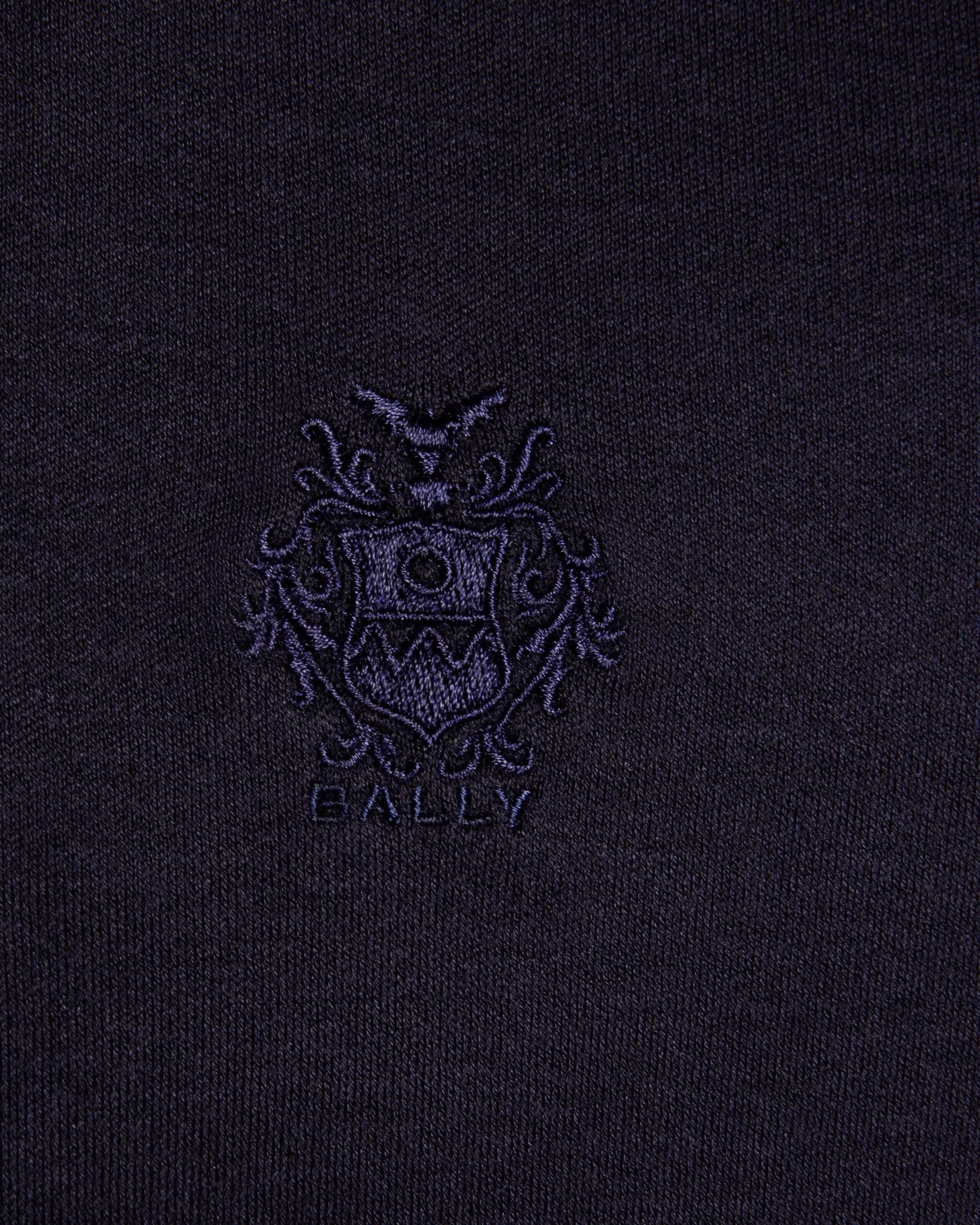 Short Sleeve Polo With a Bally Crest Logo in a Navy Blue Cotton Silk Blend - Men's - Bally - 04