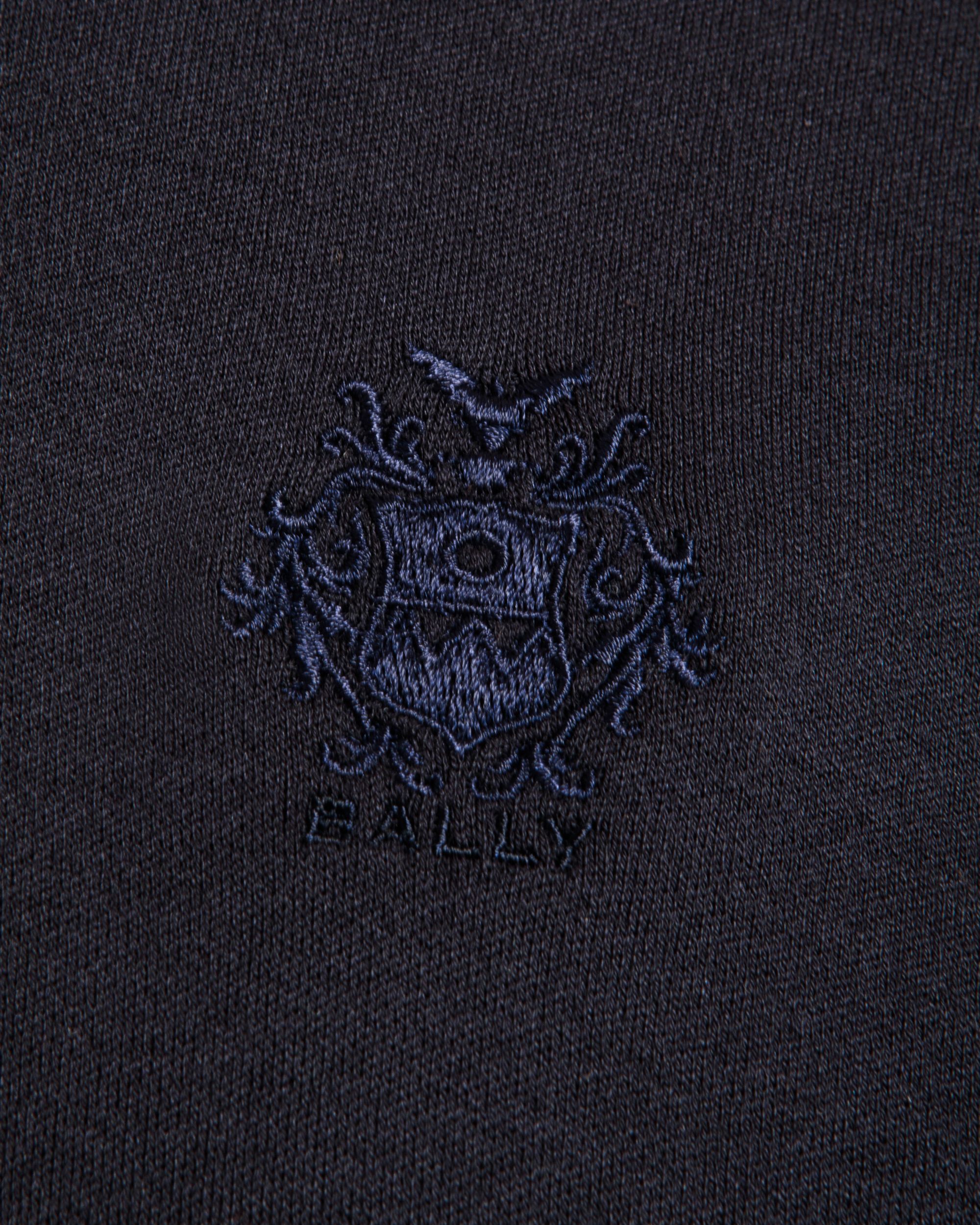 Short Sleeve Polo With a Bally Crest Logo in a Navy Blue Cotton Silk Blend - Men's - Bally - 05