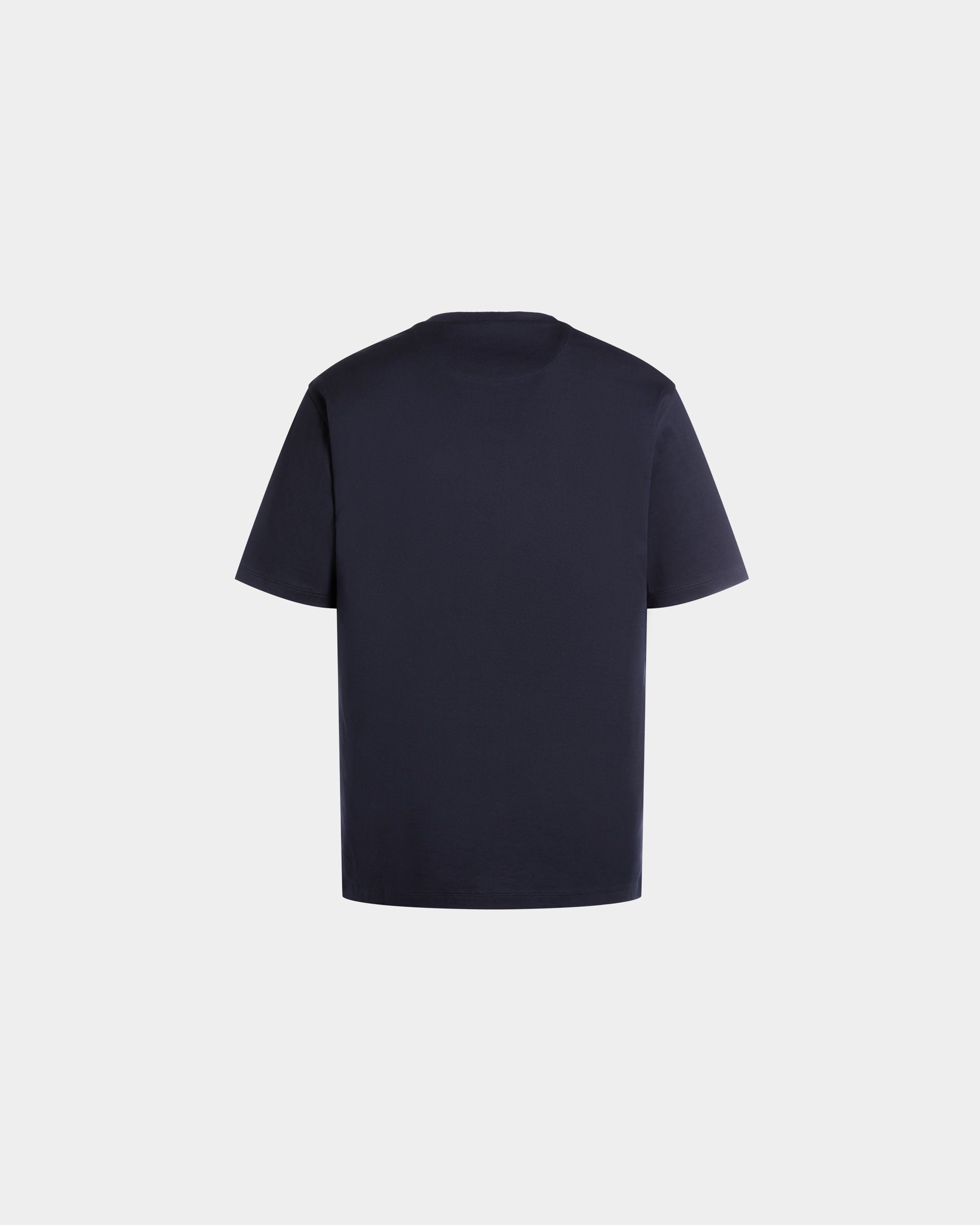 T-Shirt With Enchanting Mushrooms in Navy Blue Cotton - Men's - Bally - 07