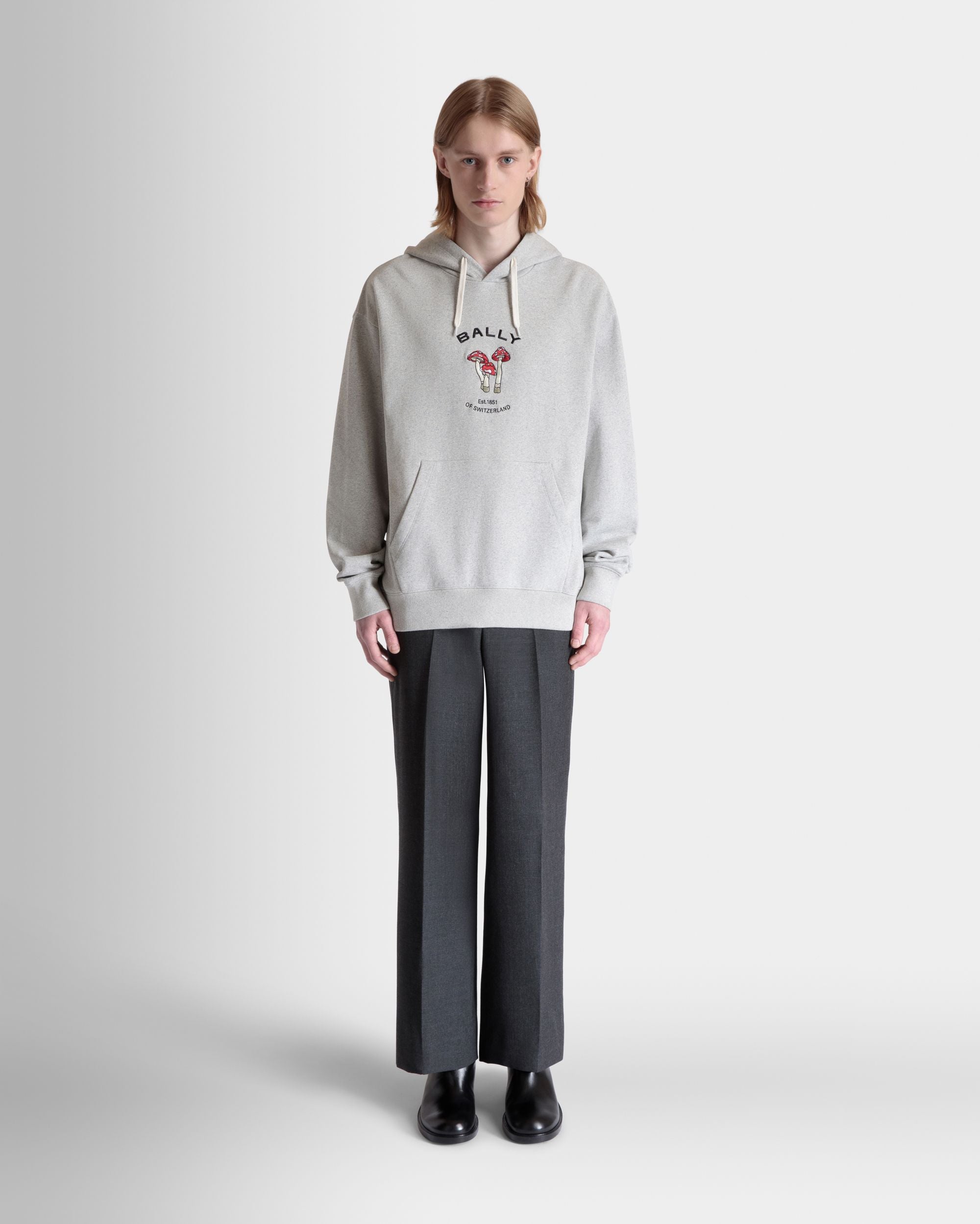 Kapuzenpullover Mit Enchanting Mushrooms Aus Baumwolle In Grau Meliert - Homme - Bally - 02
