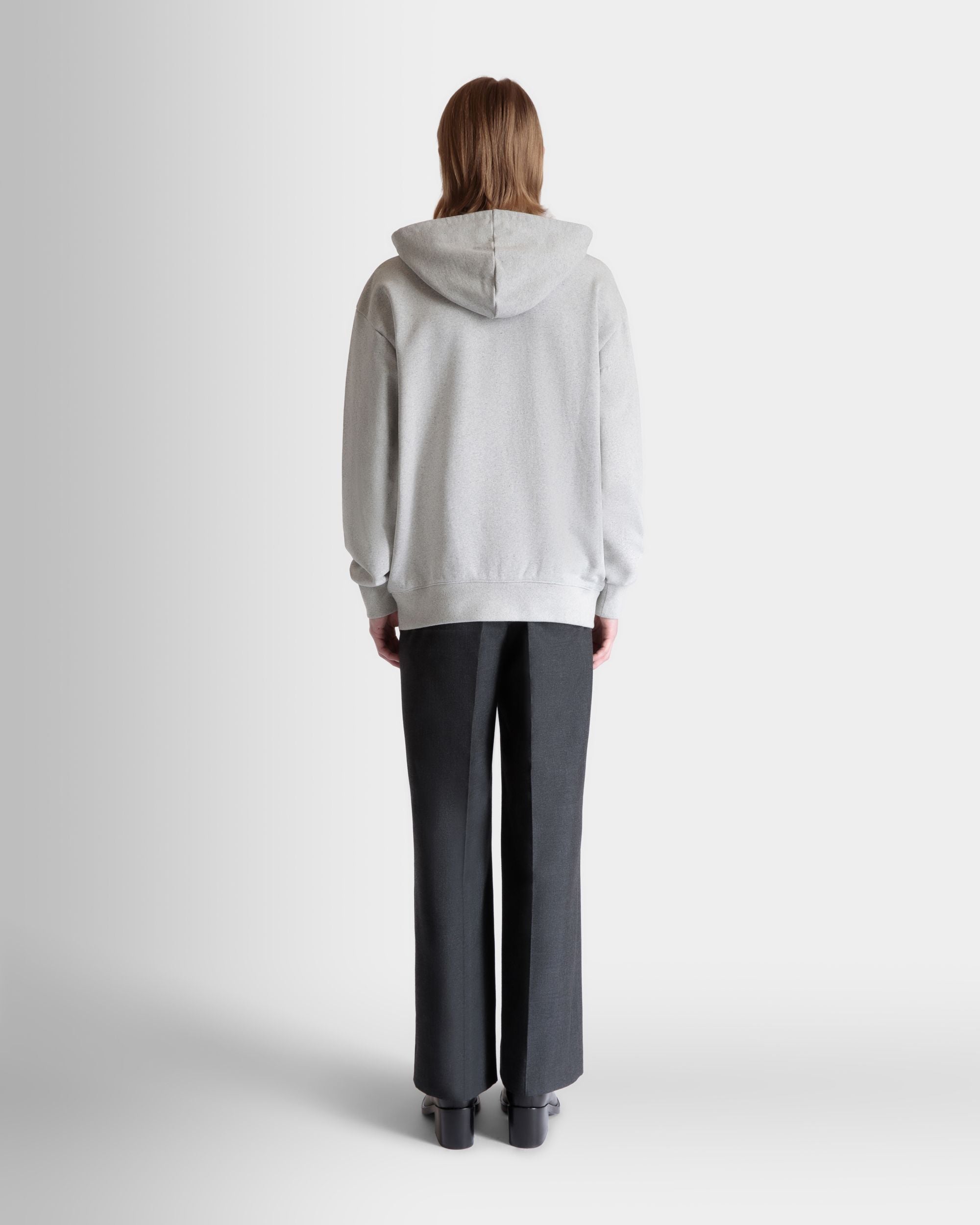 Hoodie With Enchanting Mushrooms in Grey Mélange Cotton - Men's - Bally - 06