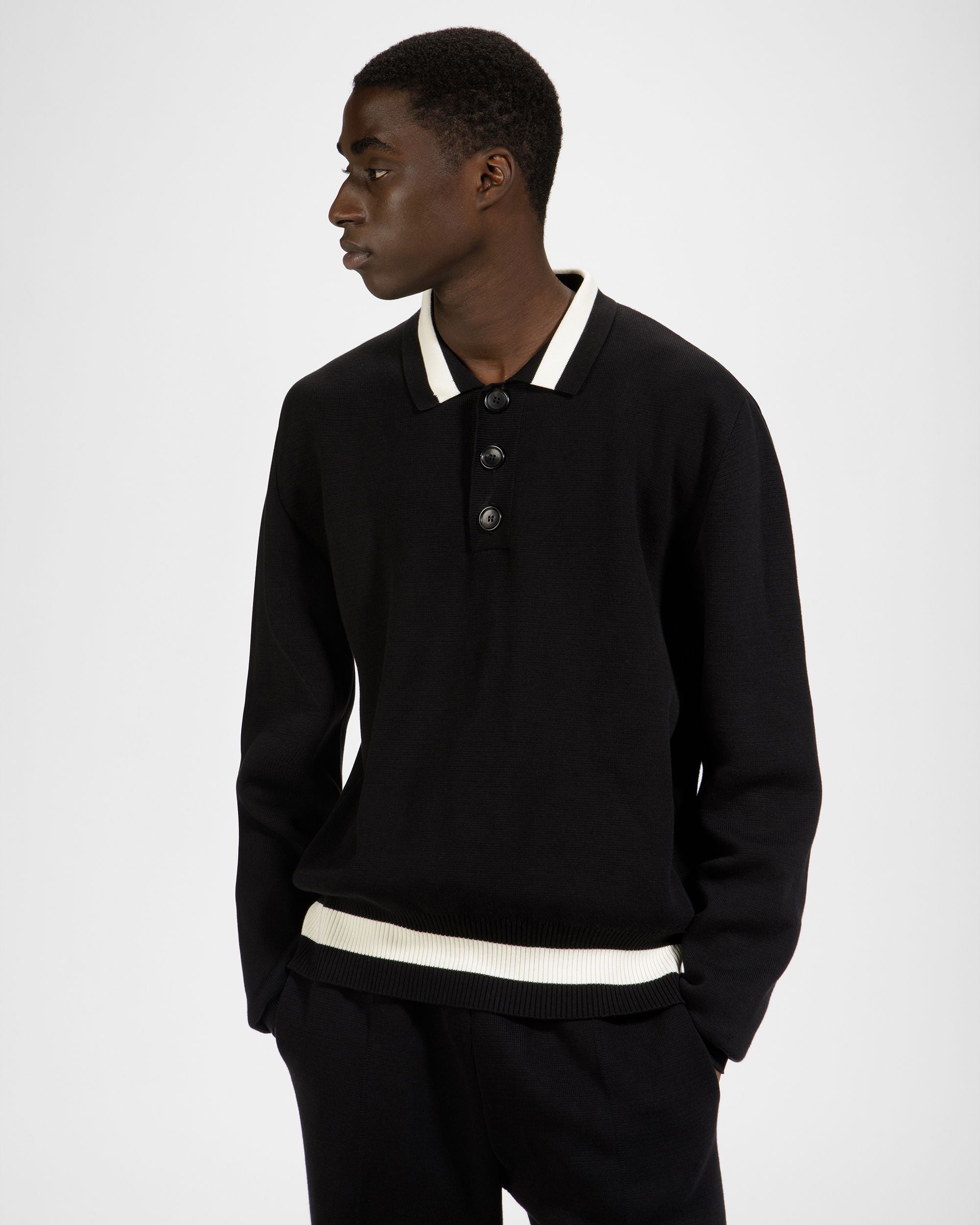 Gestricktes Poloshirt Aus Baumwolle In Schwarz - Herren - Bally - 02