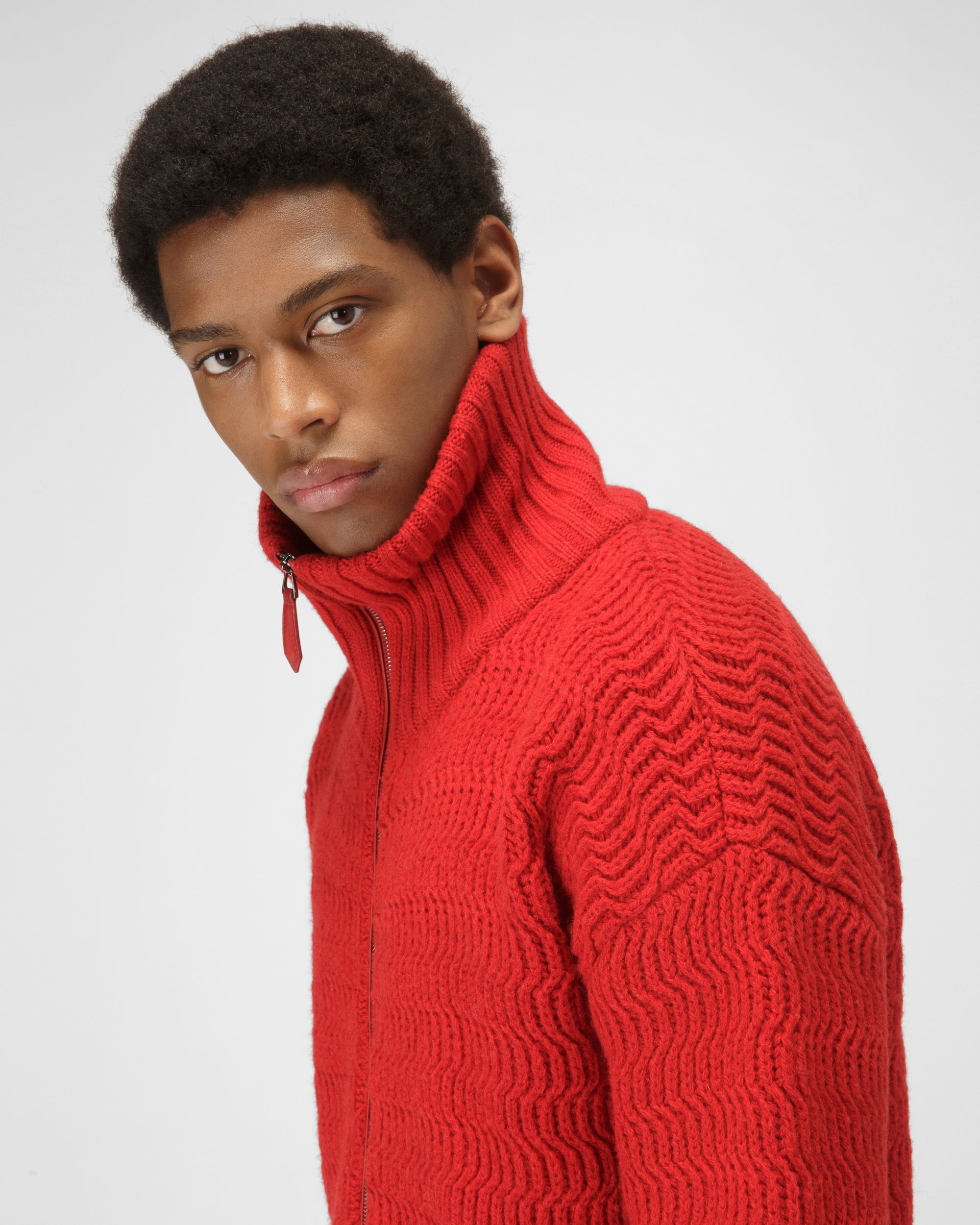 Col Roulé En Laine Et Cachemire Rouge - Homme - Bally - 02