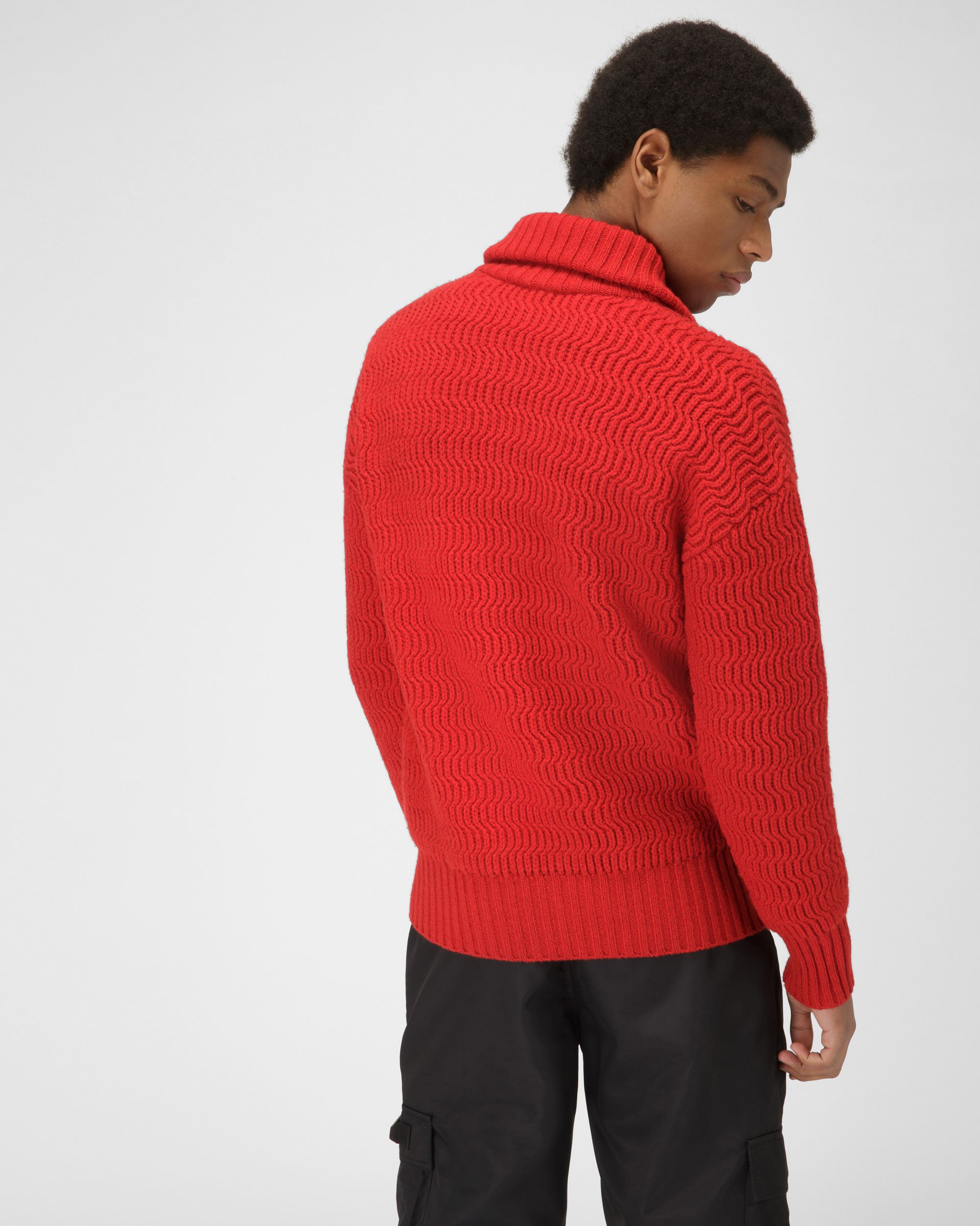 Col Roulé En Laine Et Cachemire Rouge - Homme - Bally - 03
