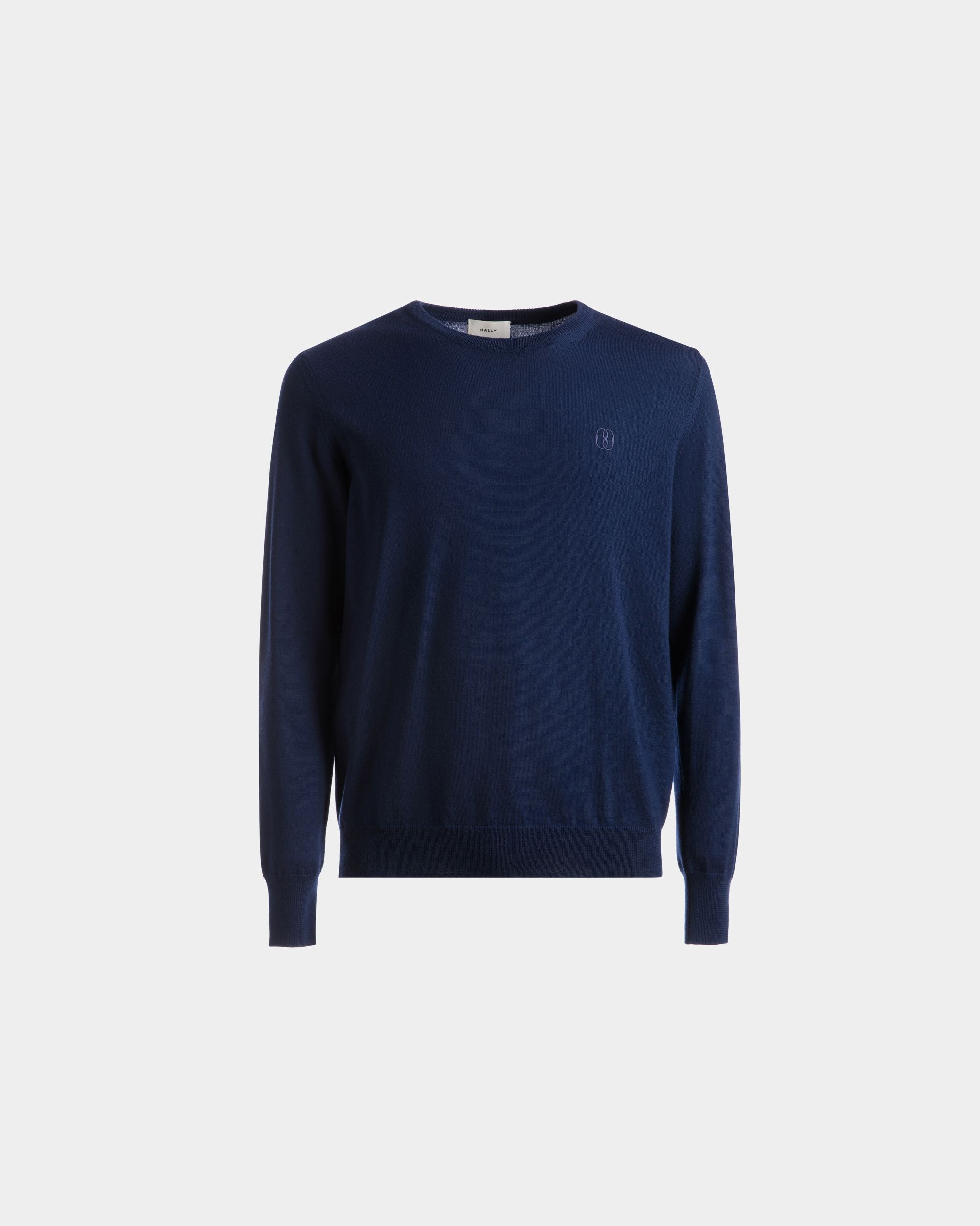 Pull col ras du cou En laine bleu marine - Homme - Bally - 01