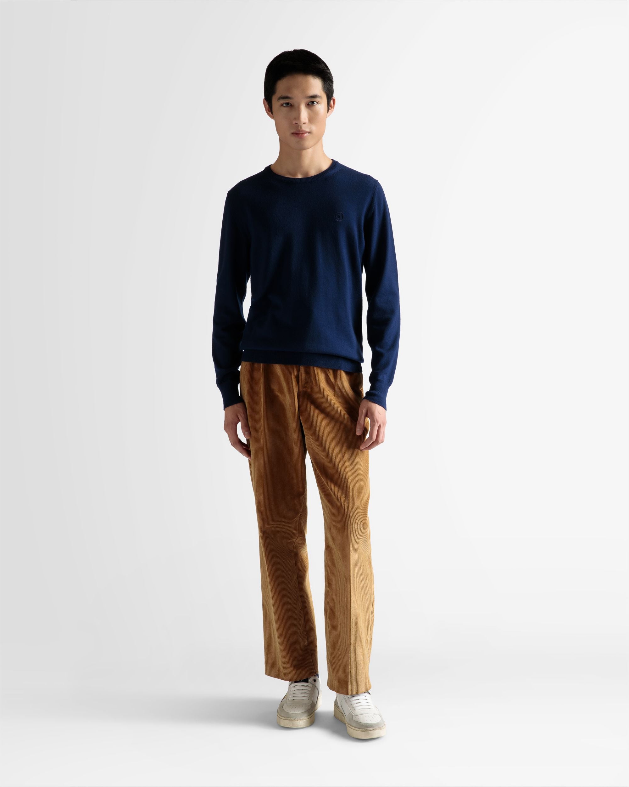 Pull col ras du cou En laine bleu marine - Homme - Bally - 02