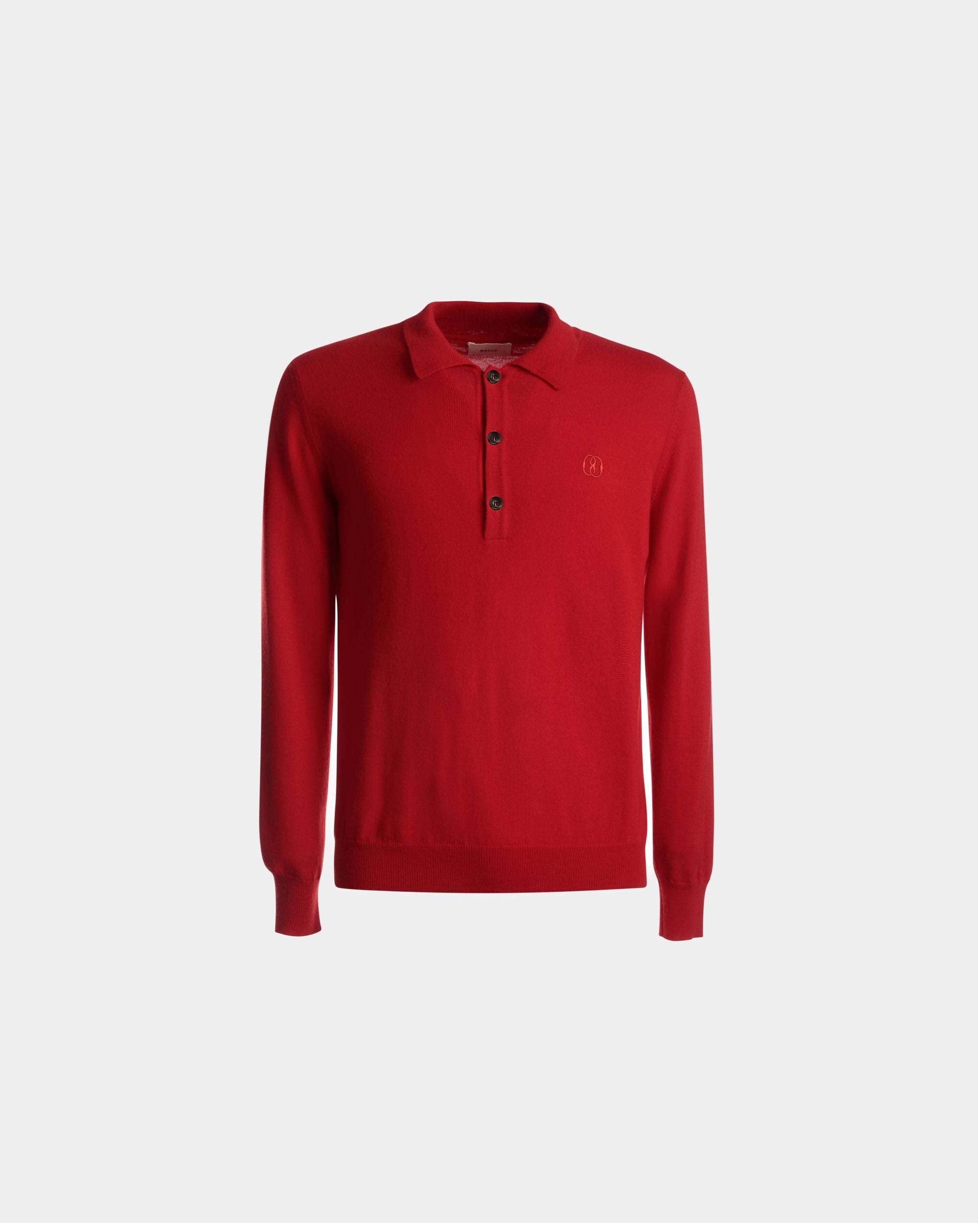 Polo à manches longues En laine rubis profond - Homme - Bally - 01
