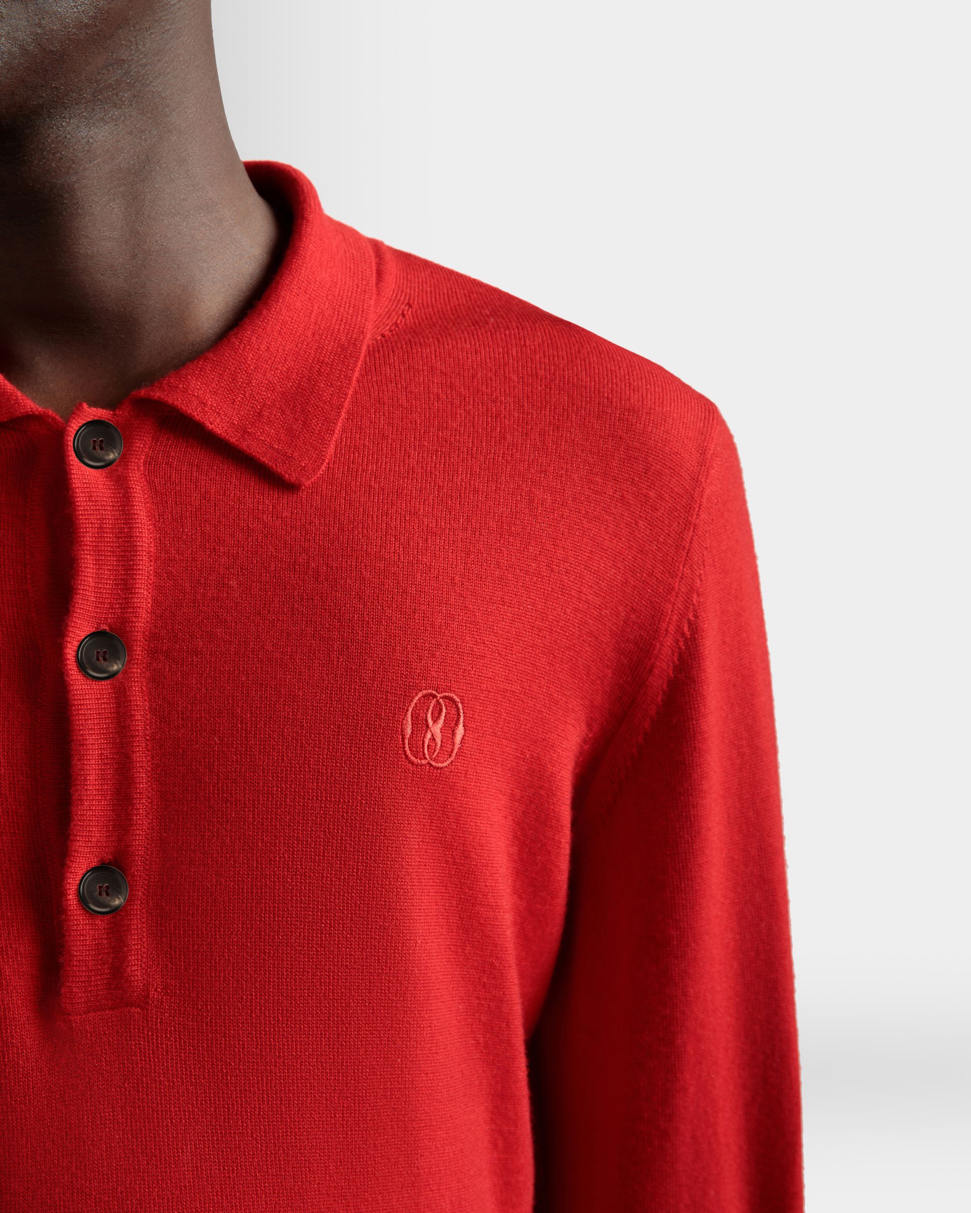 Polo à manches longues En laine rubis profond - Homme - Bally - 04