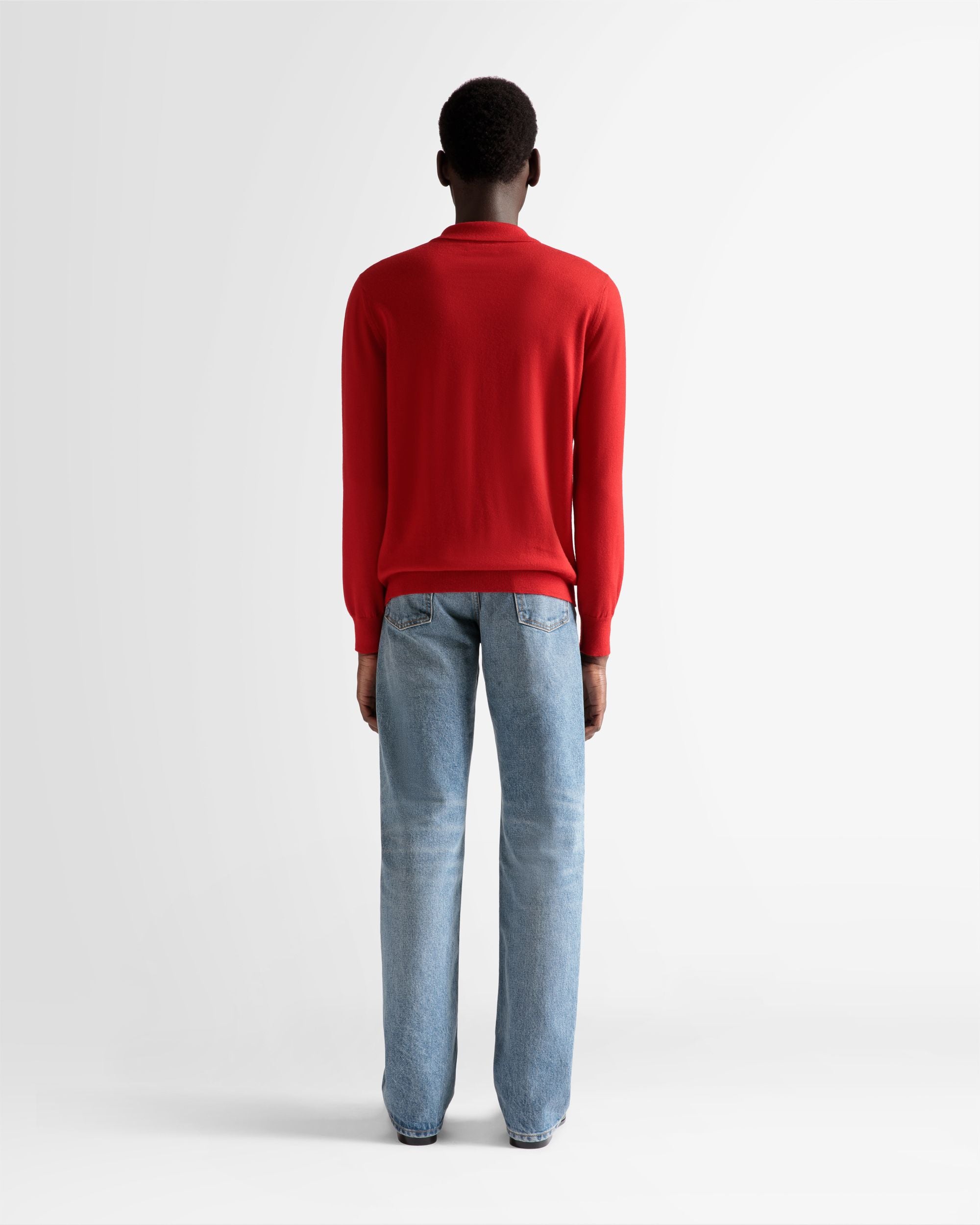Polo à manches longues En laine rubis profond - Homme - Bally - 06