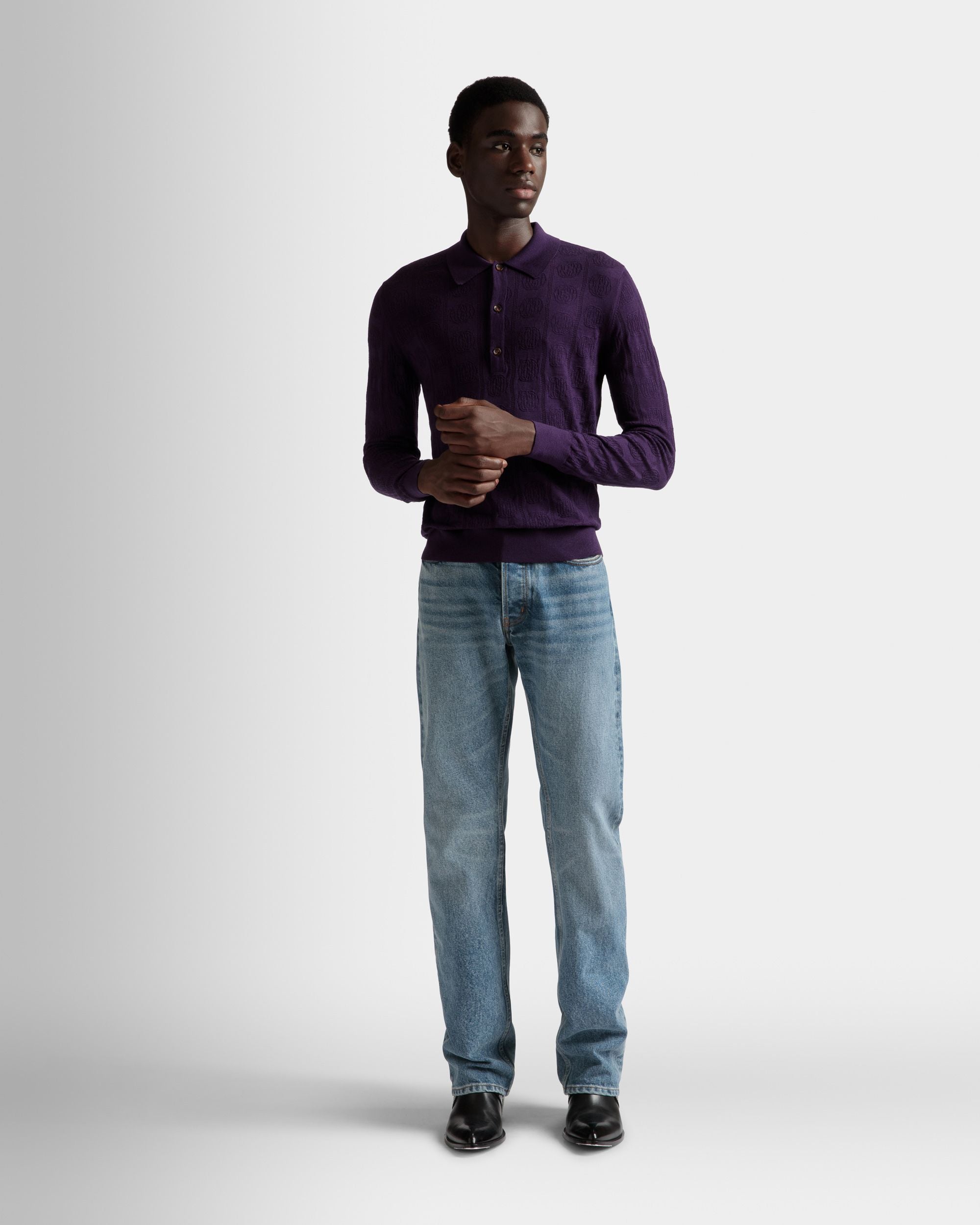 Langarm-Poloshirt Aus Wolle in Orchidee - Herren - Bally - 02