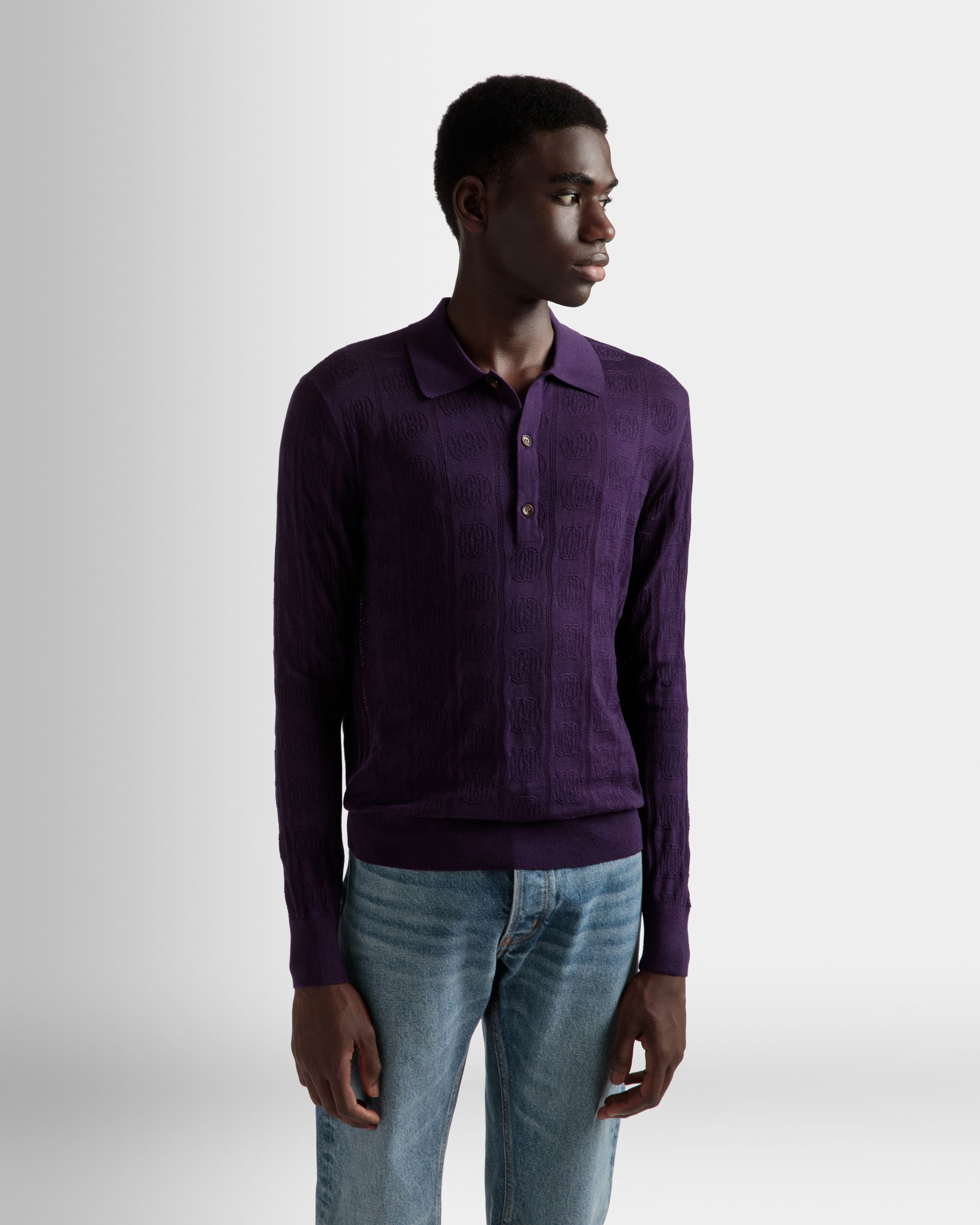 Langarm-Poloshirt Aus Wolle in Orchidee - Herren - Bally - 03