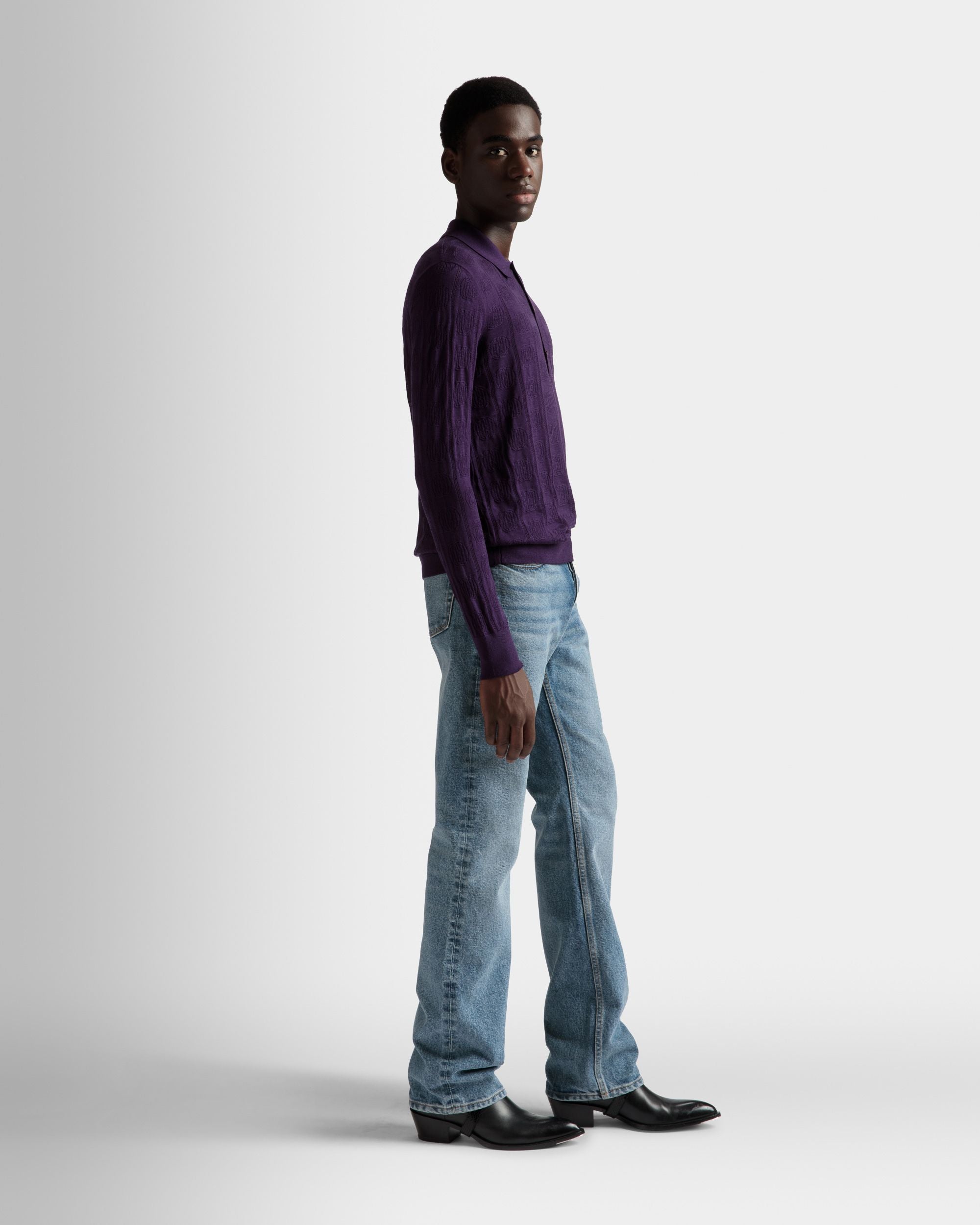 Langarm-Poloshirt Aus Wolle in Orchidee - Herren - Bally - 05