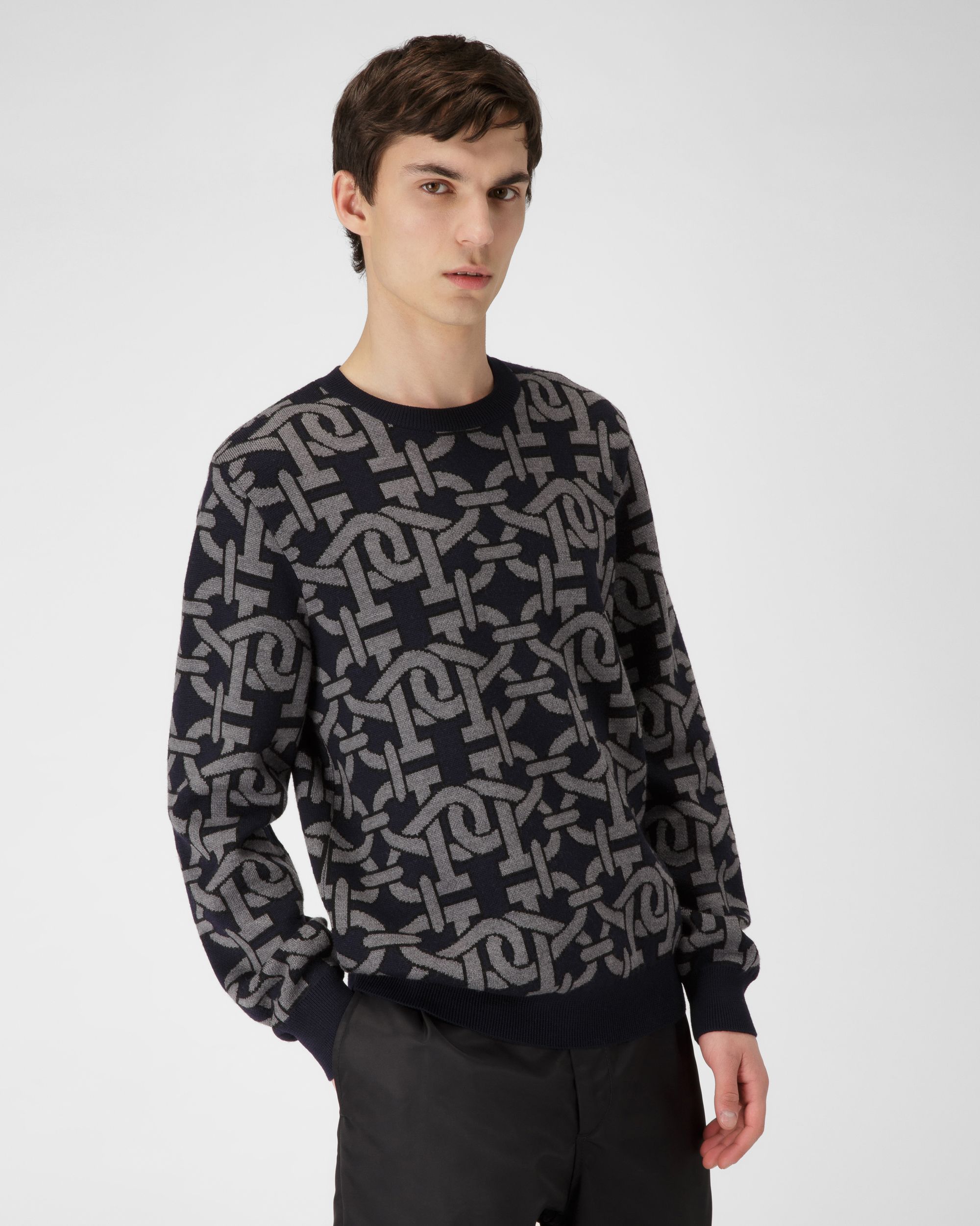 Girocollo In Lana Blu Navy - Uomo - Bally - 01