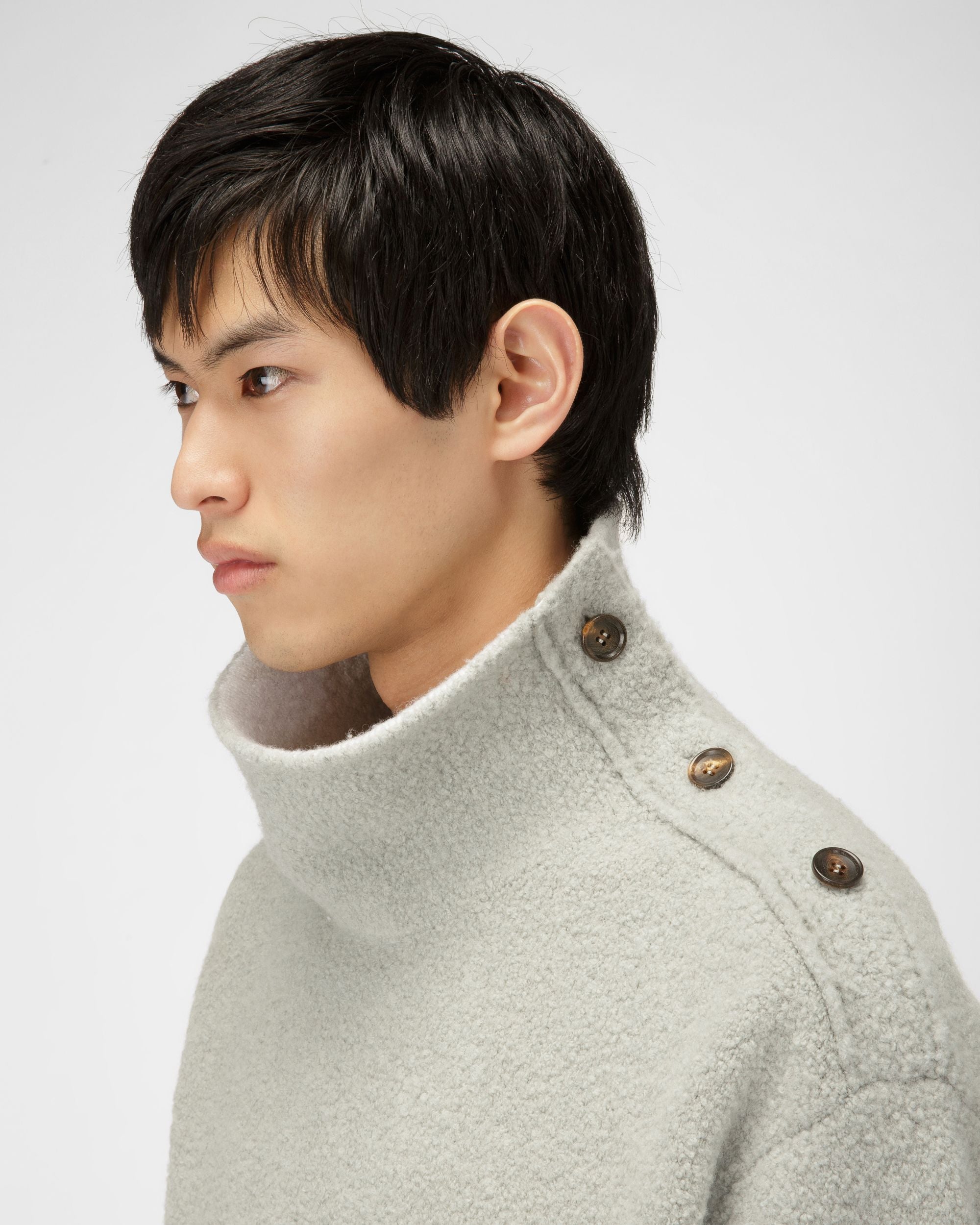 Pull À Col Roulé En Laine Mélangée Bleu Clair - Homme - Bally - 02