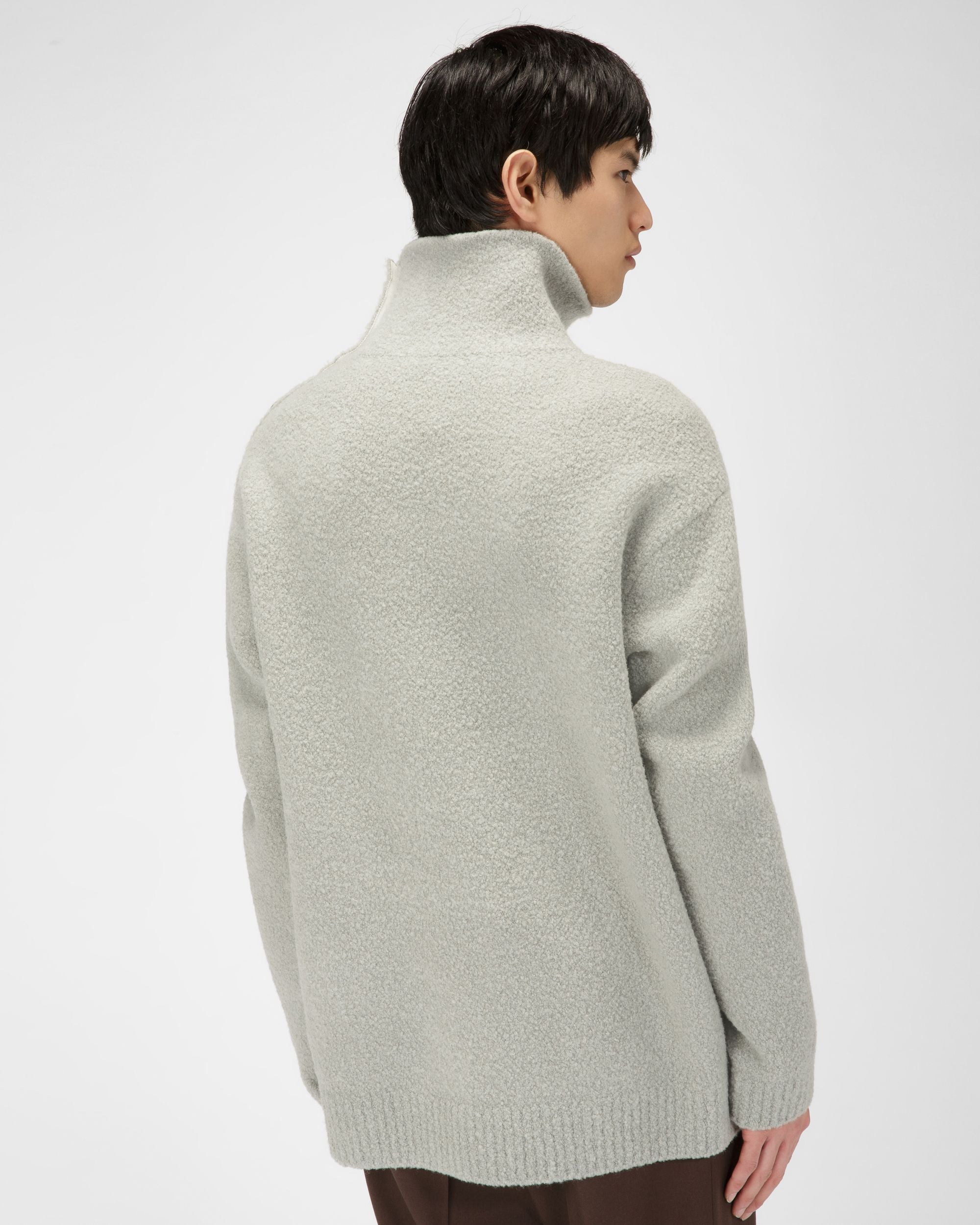 Pull À Col Roulé En Laine Mélangée Bleu Clair - Homme - Bally - 03