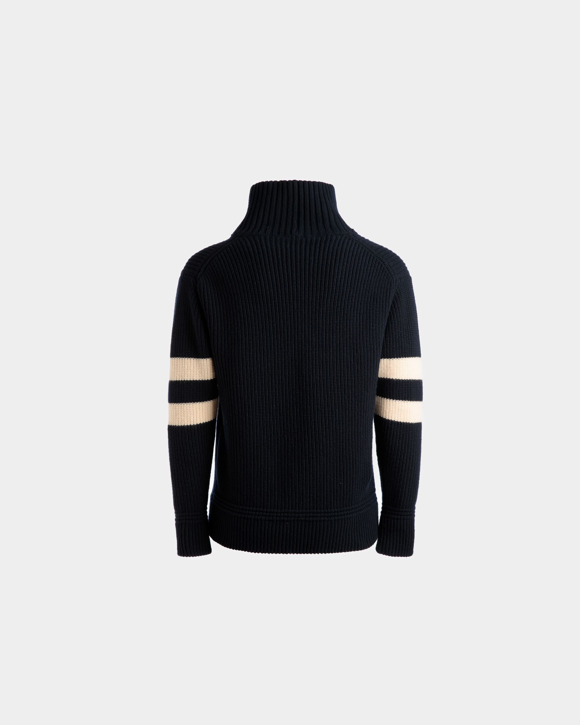 Rollkragenpullover Aus Wolle In Elfenbein Und Tintenblau - Herren - Bally - 07