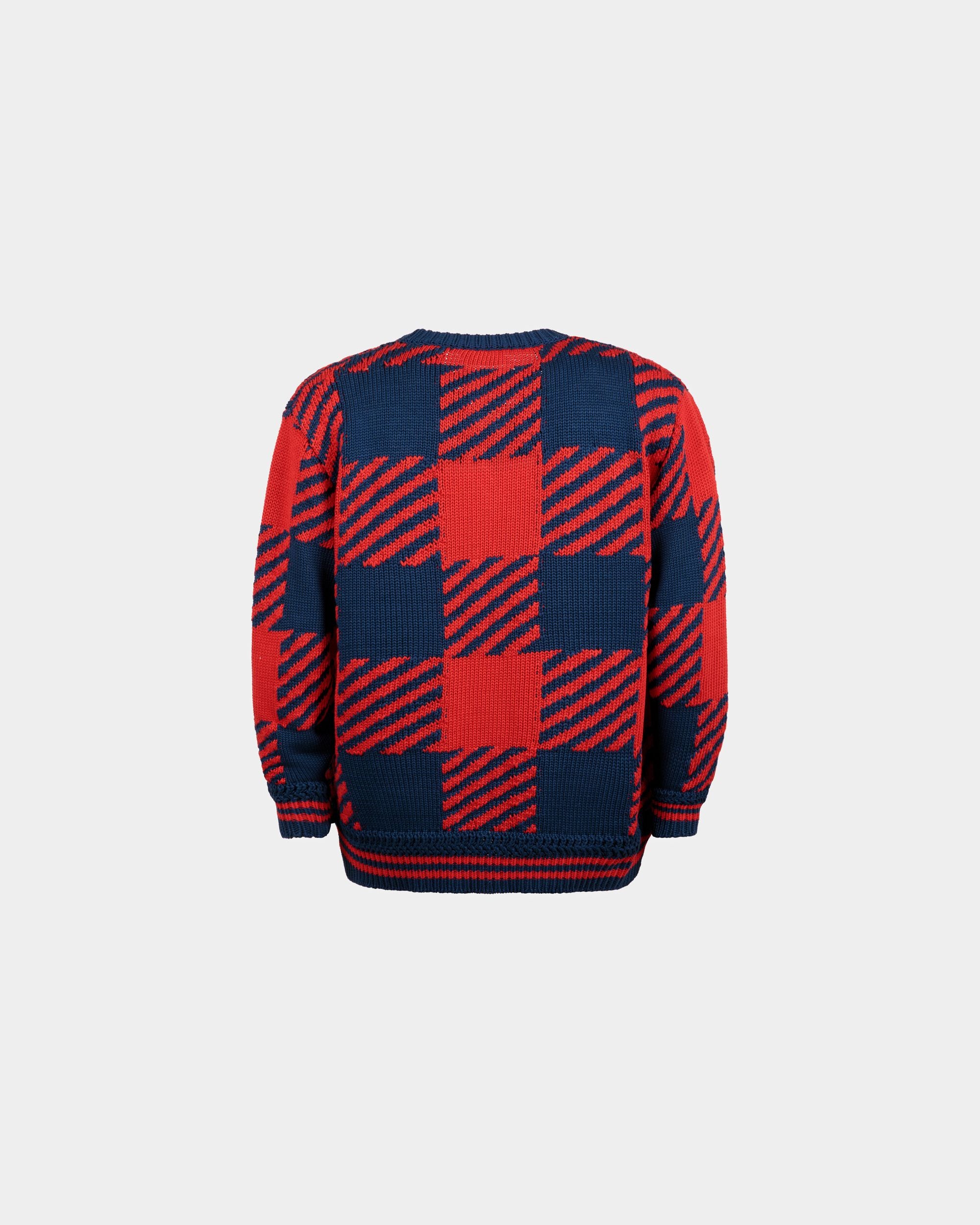 Maglione Con Scollo A V In Cotone Rosso E Blu - Uomo - Bally - 03