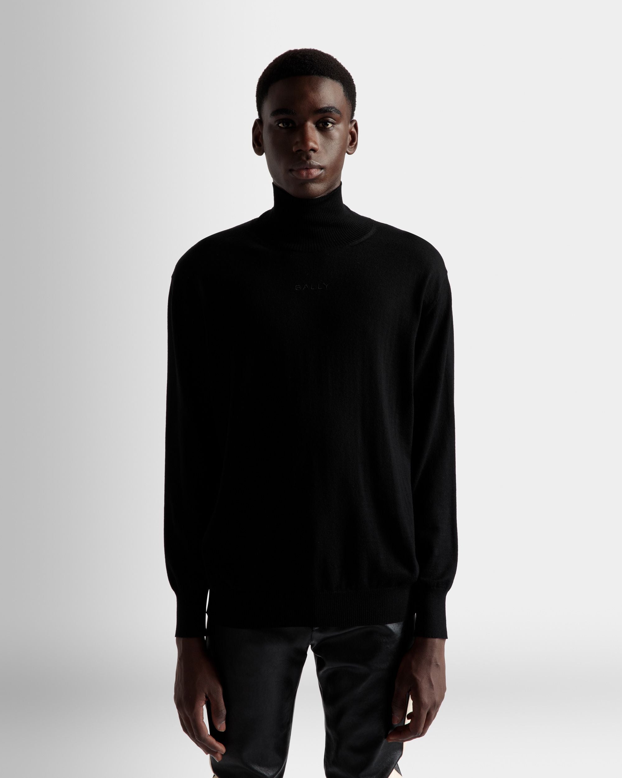 Maglione A Collo Alto In Lana Nera - Uomo - Bally - 03