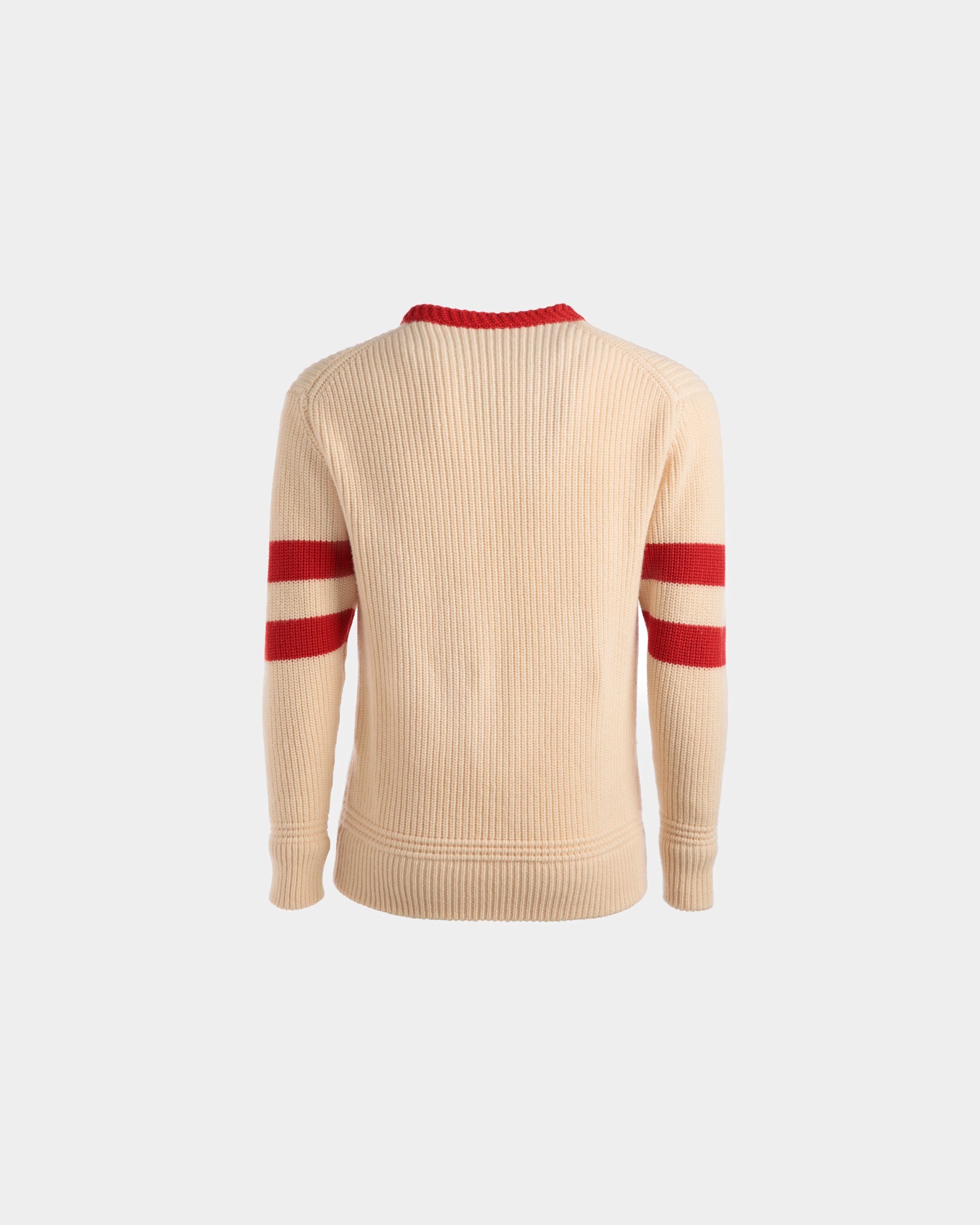 Maglione Girocollo In Lana Avorio E Rossa - Uomo - Bally - 07
