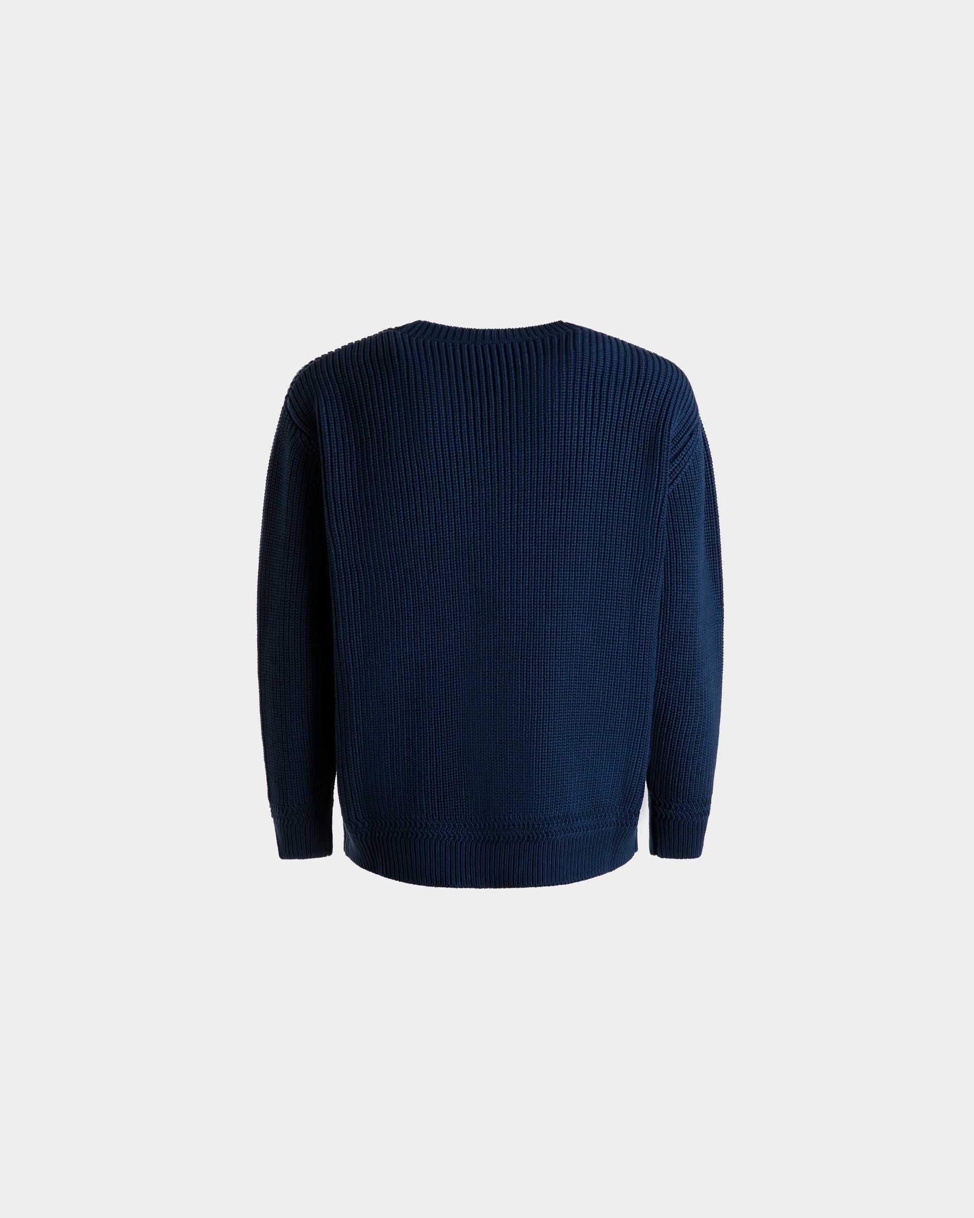 Crewneck Sweater in Blue Cotton - Men's - Bally - 03