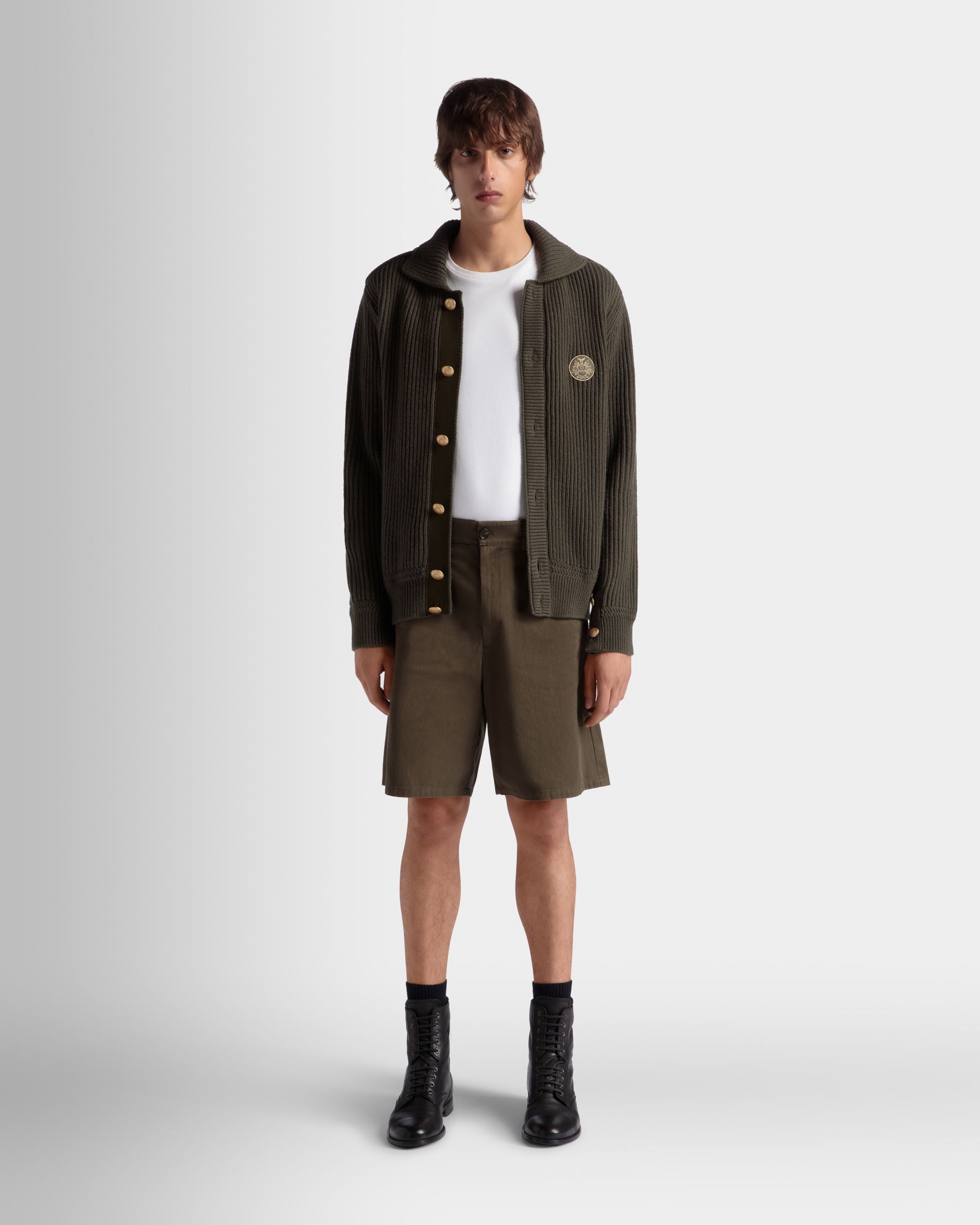 Cardigan Aus Wolle In Military Green Aus Der Adrien Brody Travel-Kollektion - Herren - Bally - 02